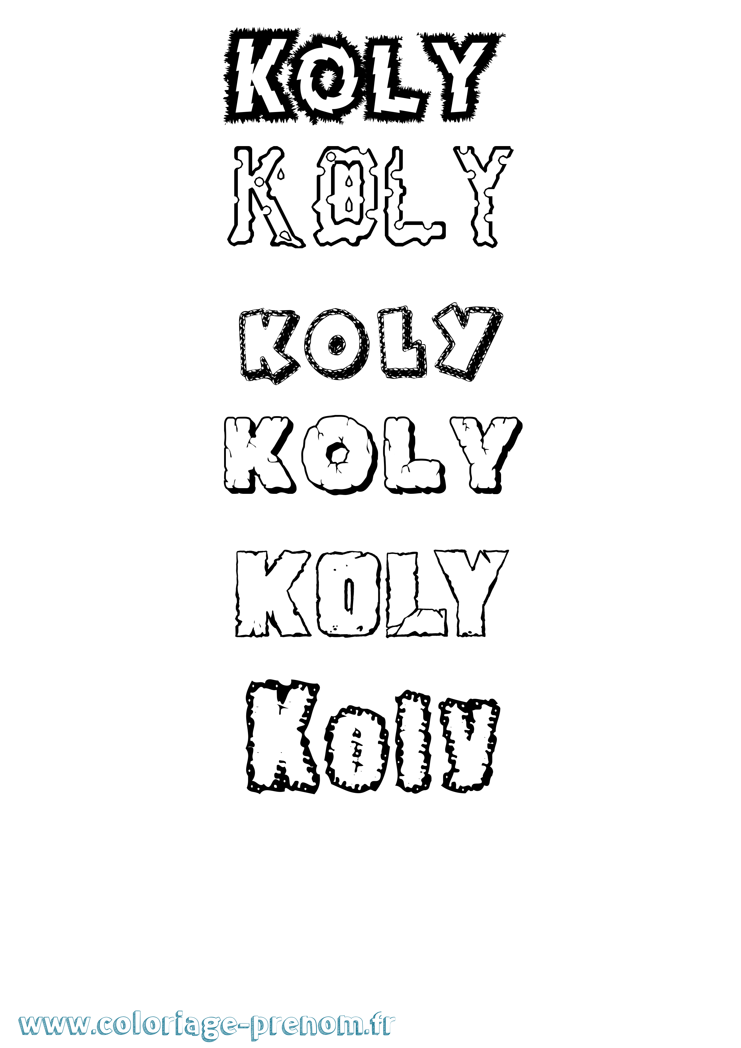 Coloriage Koly Destructuré Coloriage prénom Koly Destructuré
