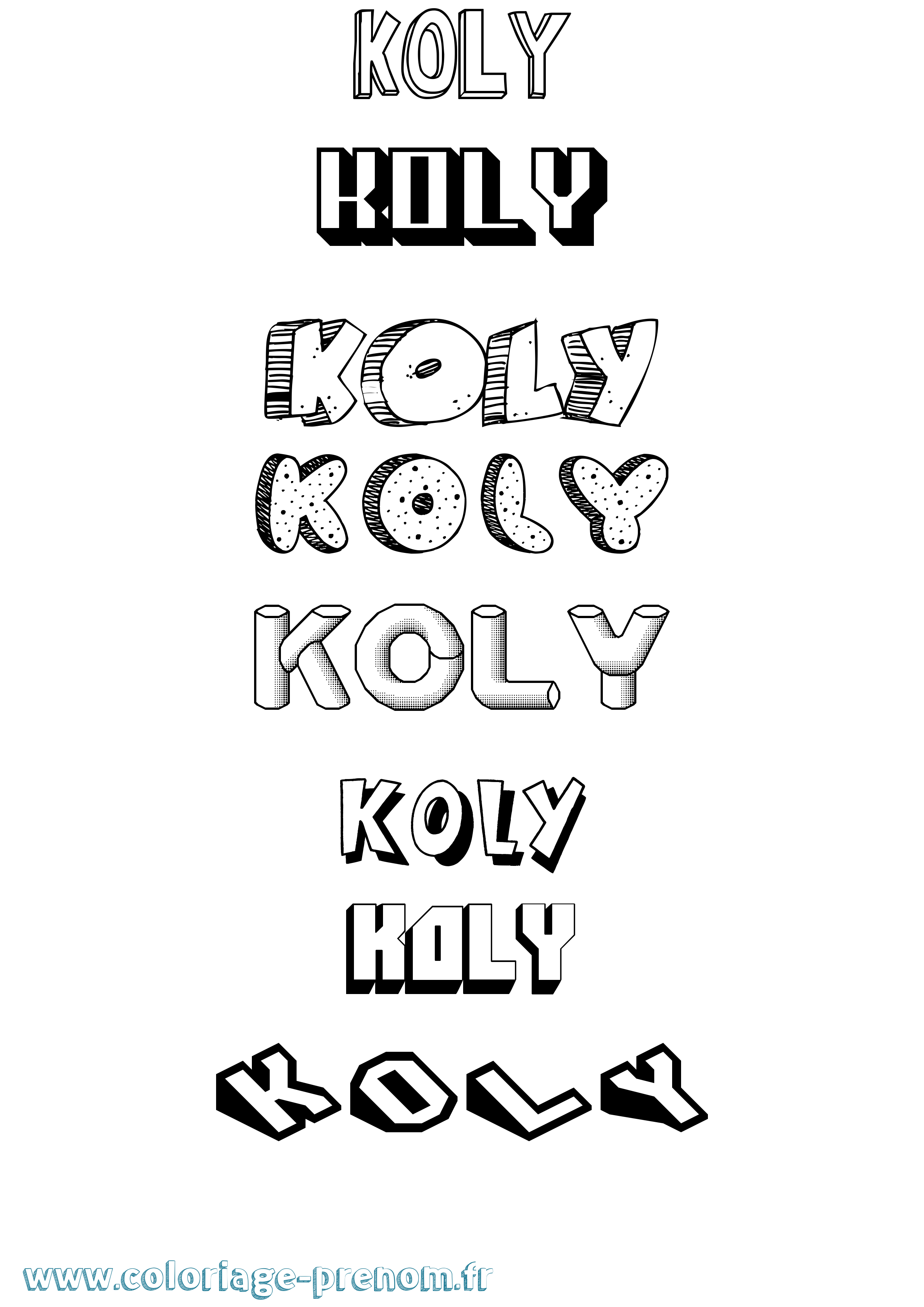 Coloriage Koly Effet 3D Coloriage prénom Koly Effet 3D