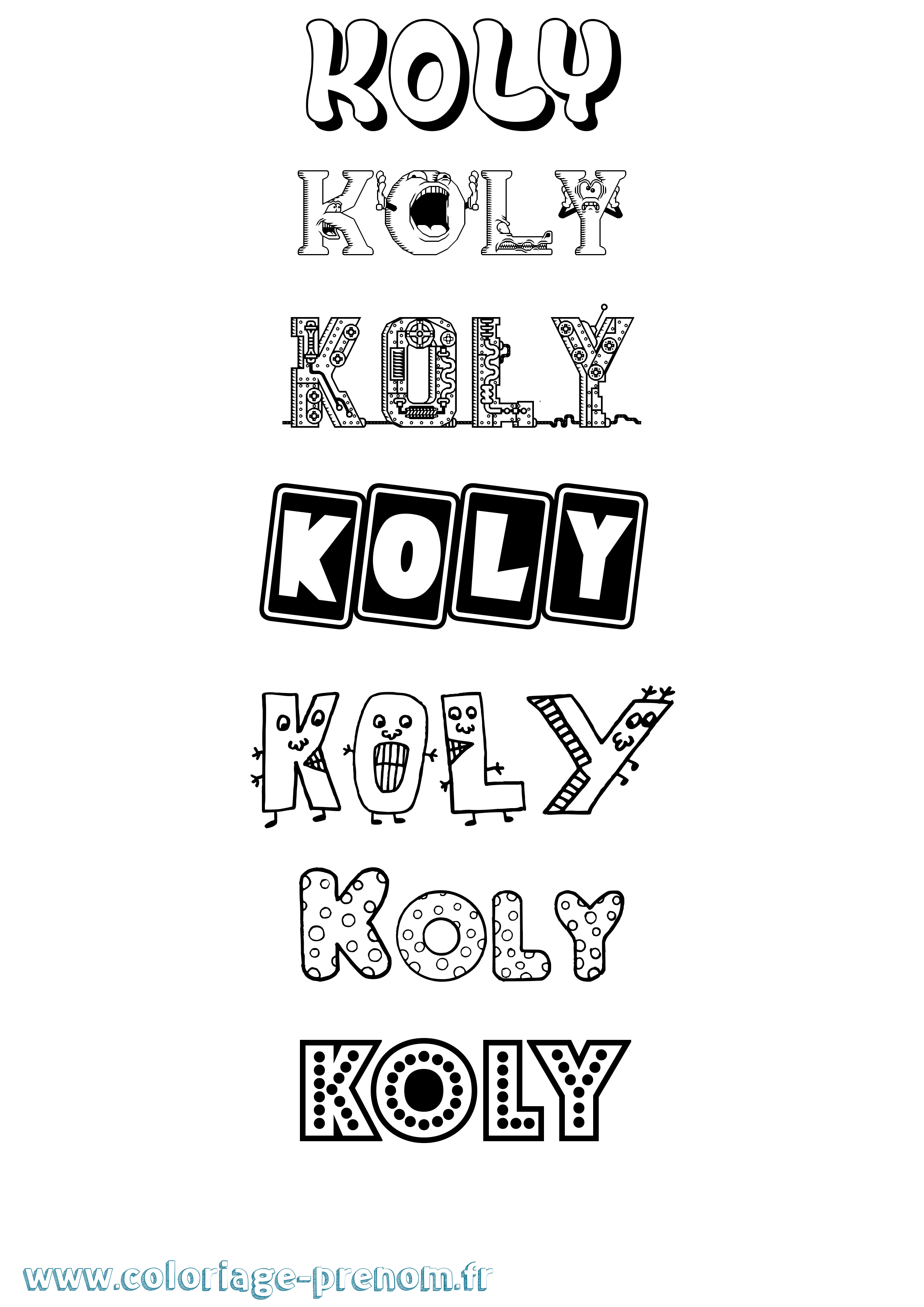 Coloriage Koly Fun Coloriage prénom Koly Fun