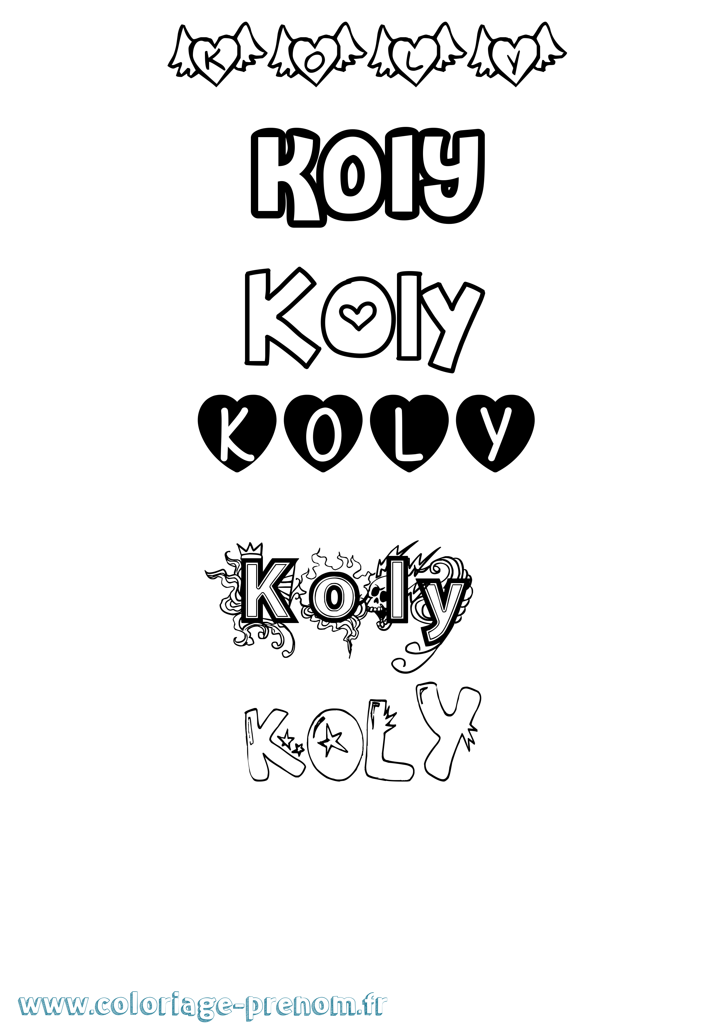 Coloriage Koly Girly Coloriage prénom Koly Girly