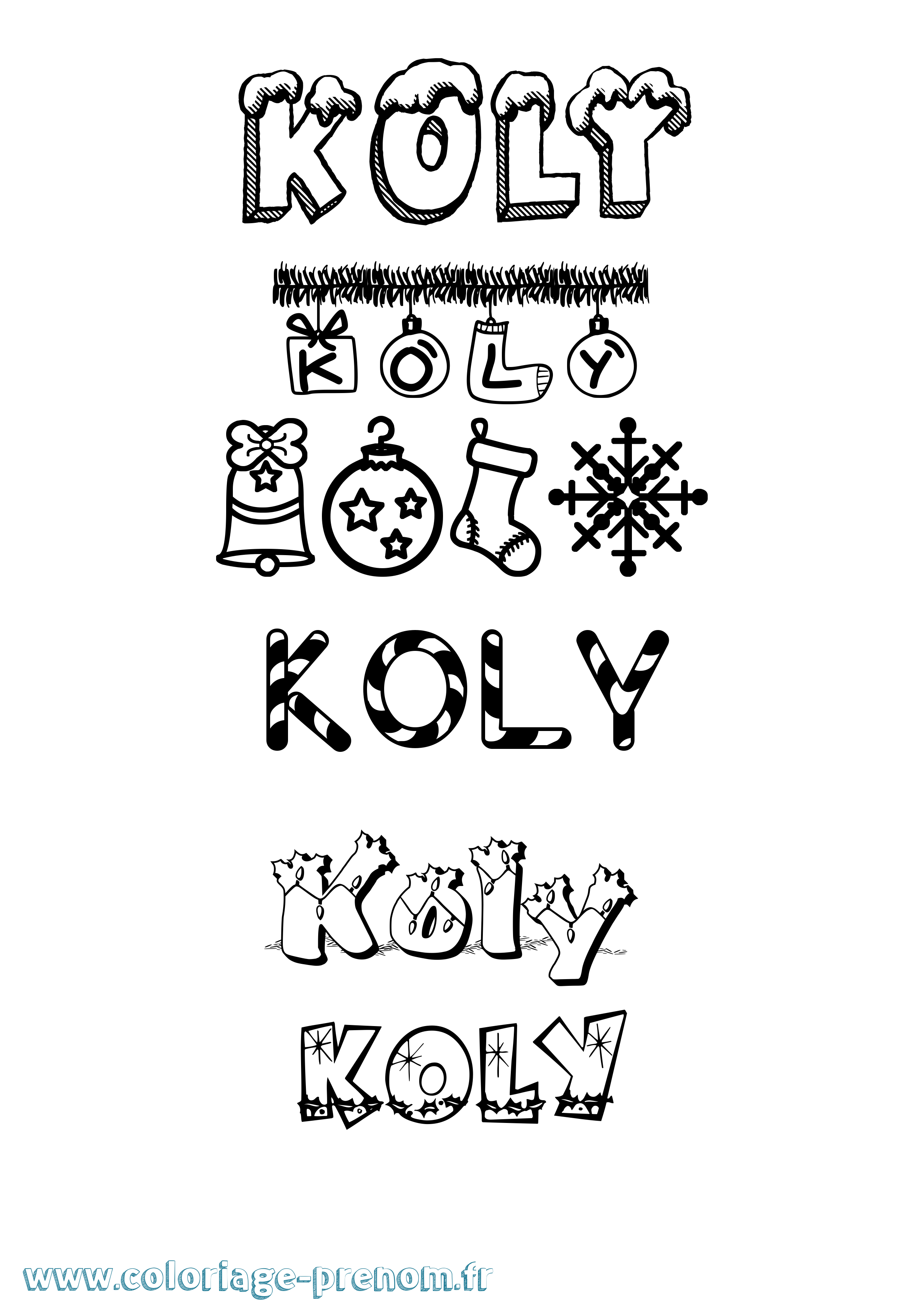 Coloriage Koly Noël Coloriage prénom Koly Noël
