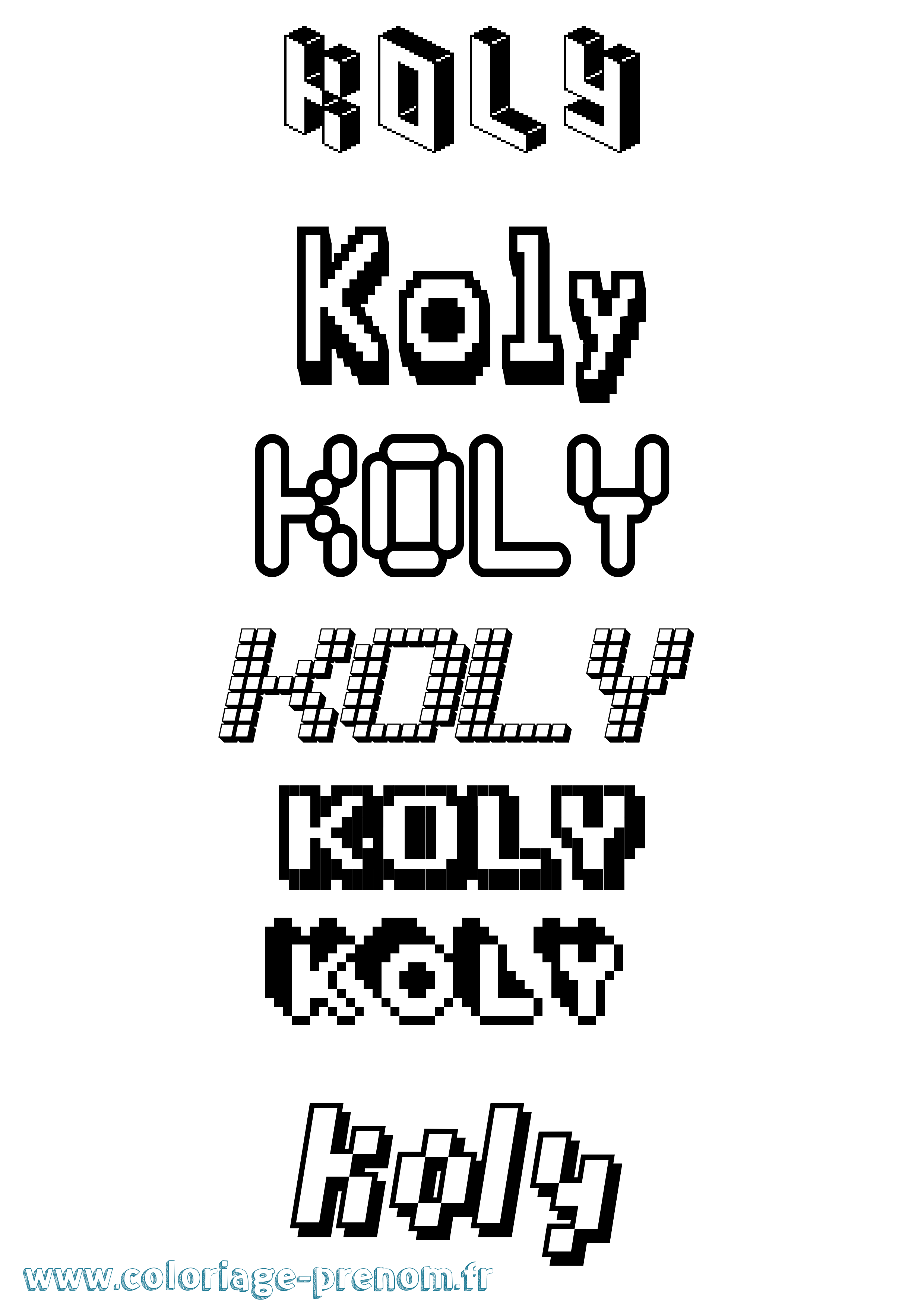 Coloriage Koly Pixel Coloriage prénom Koly Pixel