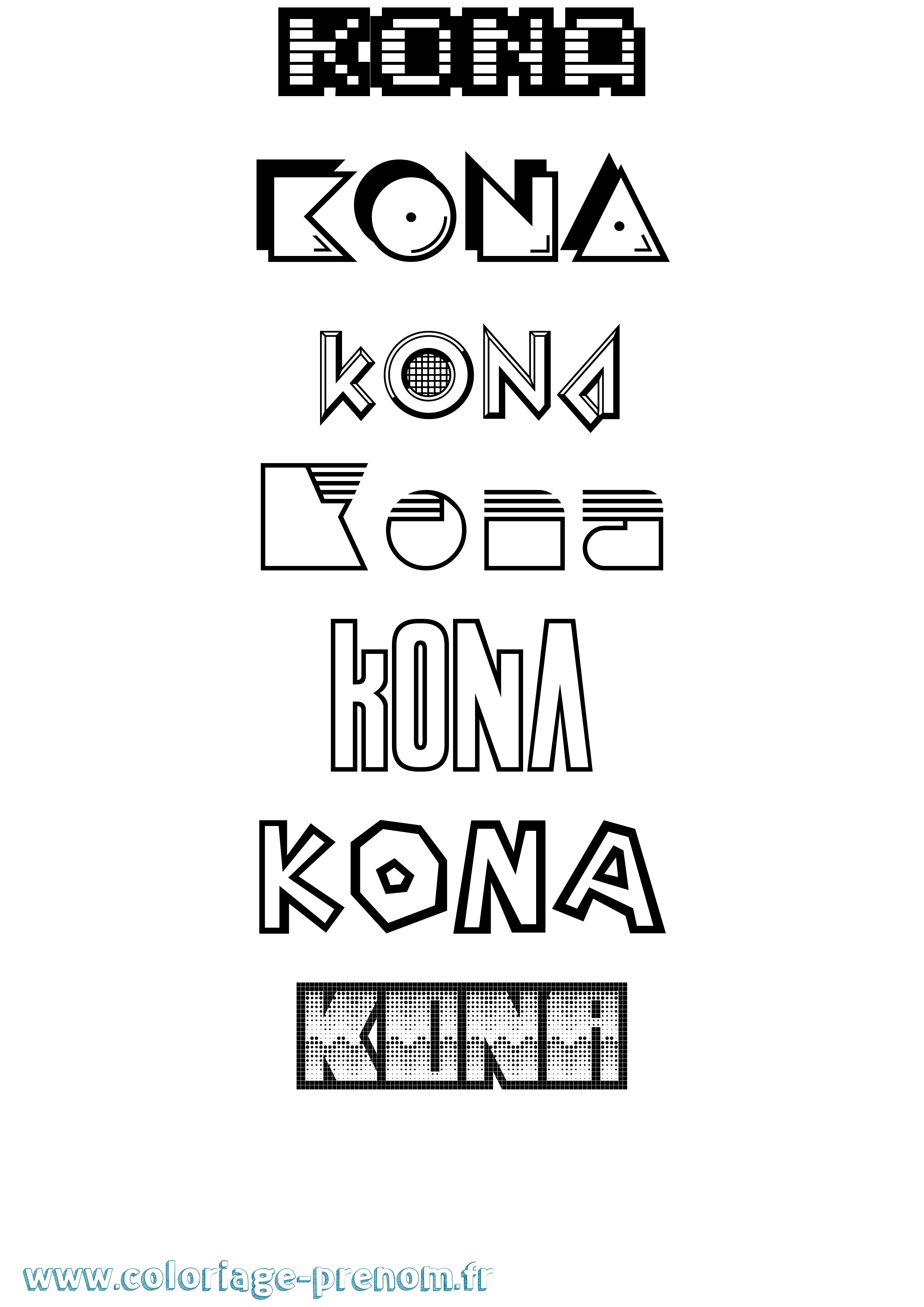 Coloriage Kona Jeux Vidéos Coloriage prénom Kona Jeux Vidéos
