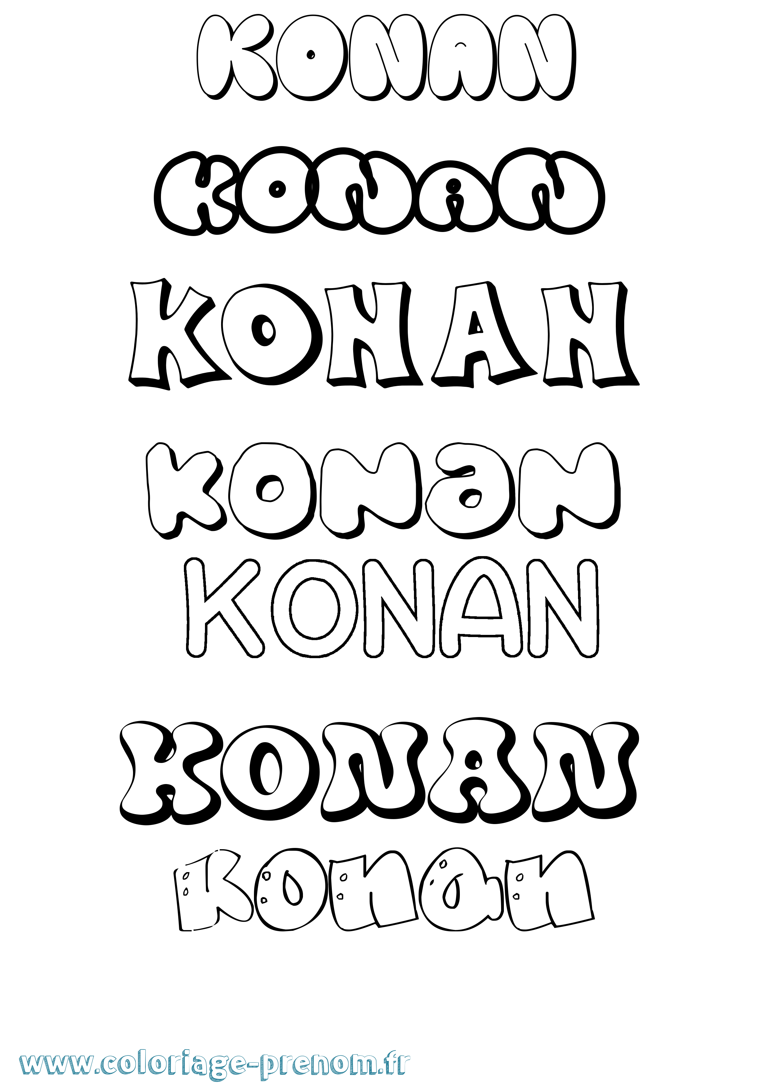 Coloriage Konan Bubble Coloriage prénom Konan Bubble