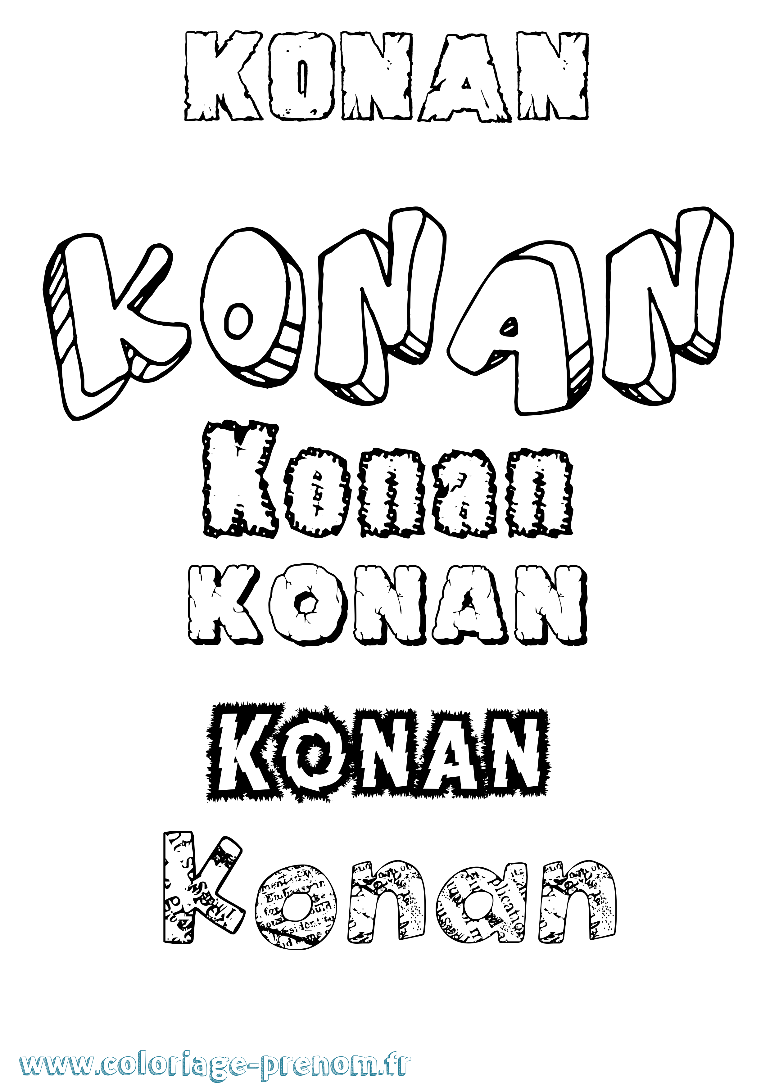 Coloriage Konan Destructuré Coloriage prénom Konan Destructuré