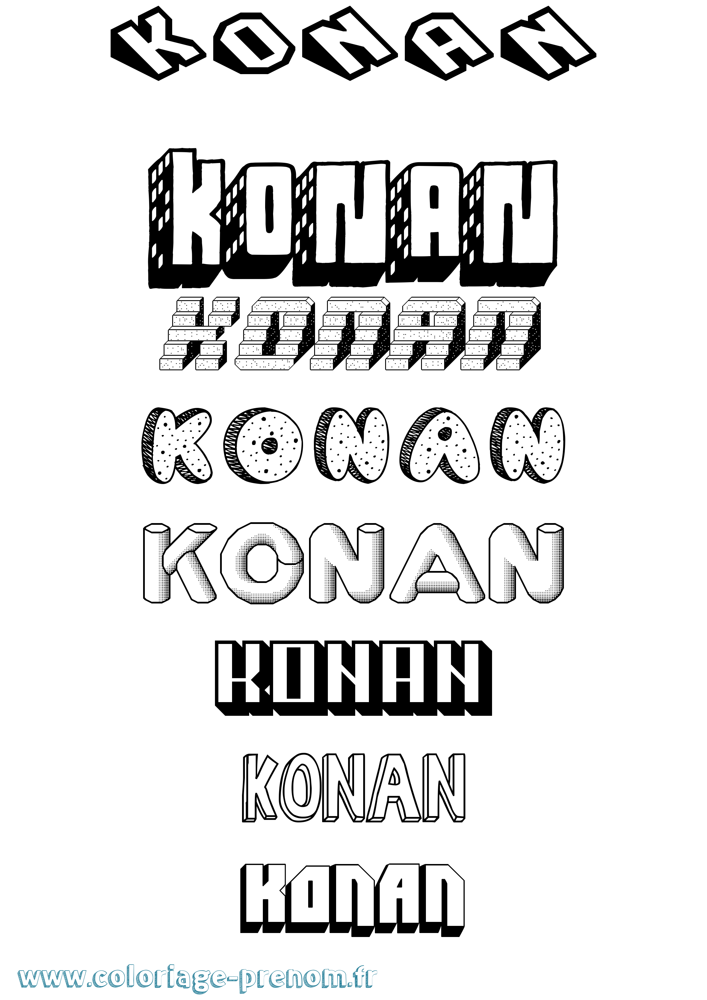 Coloriage Konan Effet 3D Coloriage prénom Konan Effet 3D