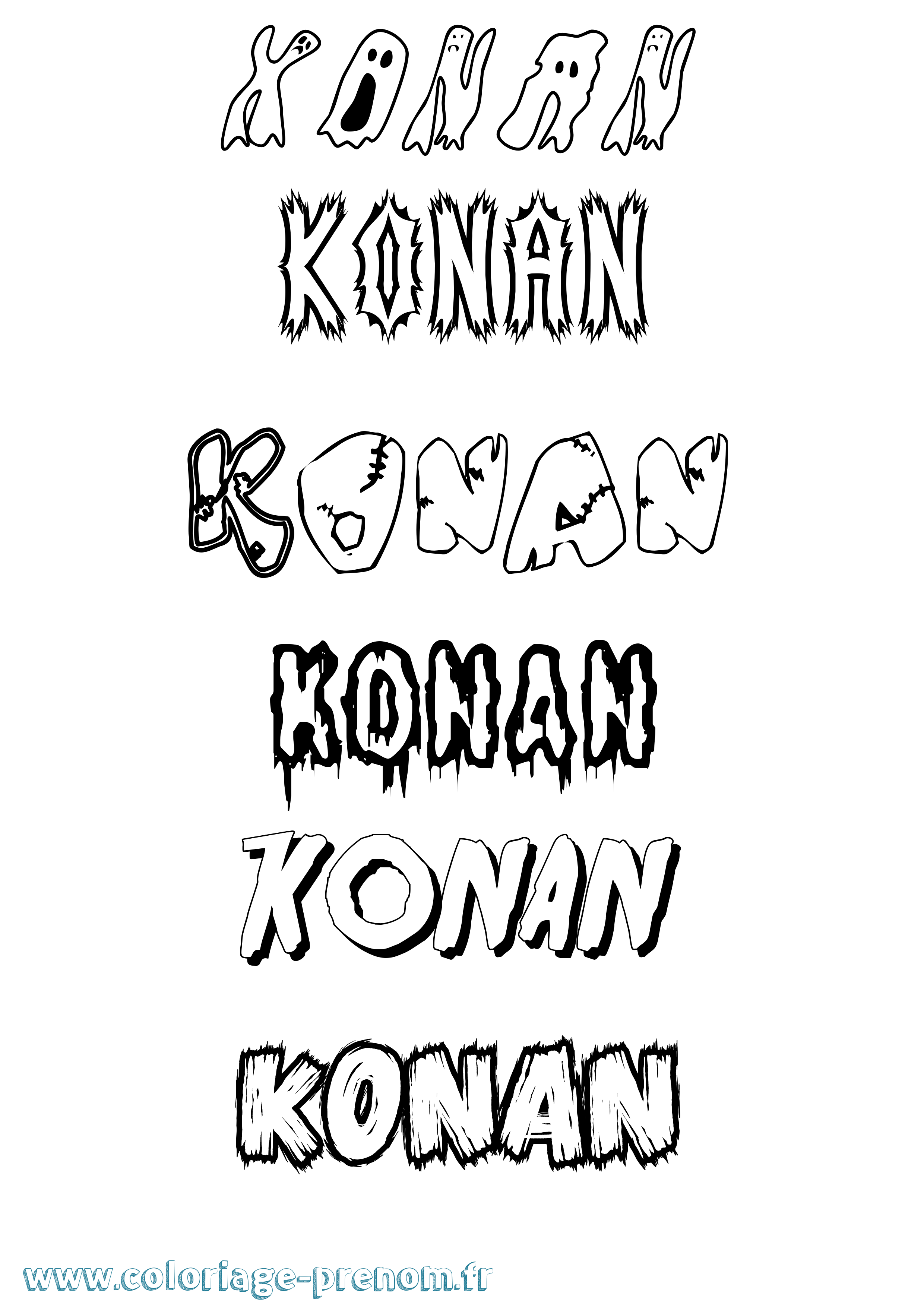 Coloriage Konan Frisson Coloriage prénom Konan Frisson