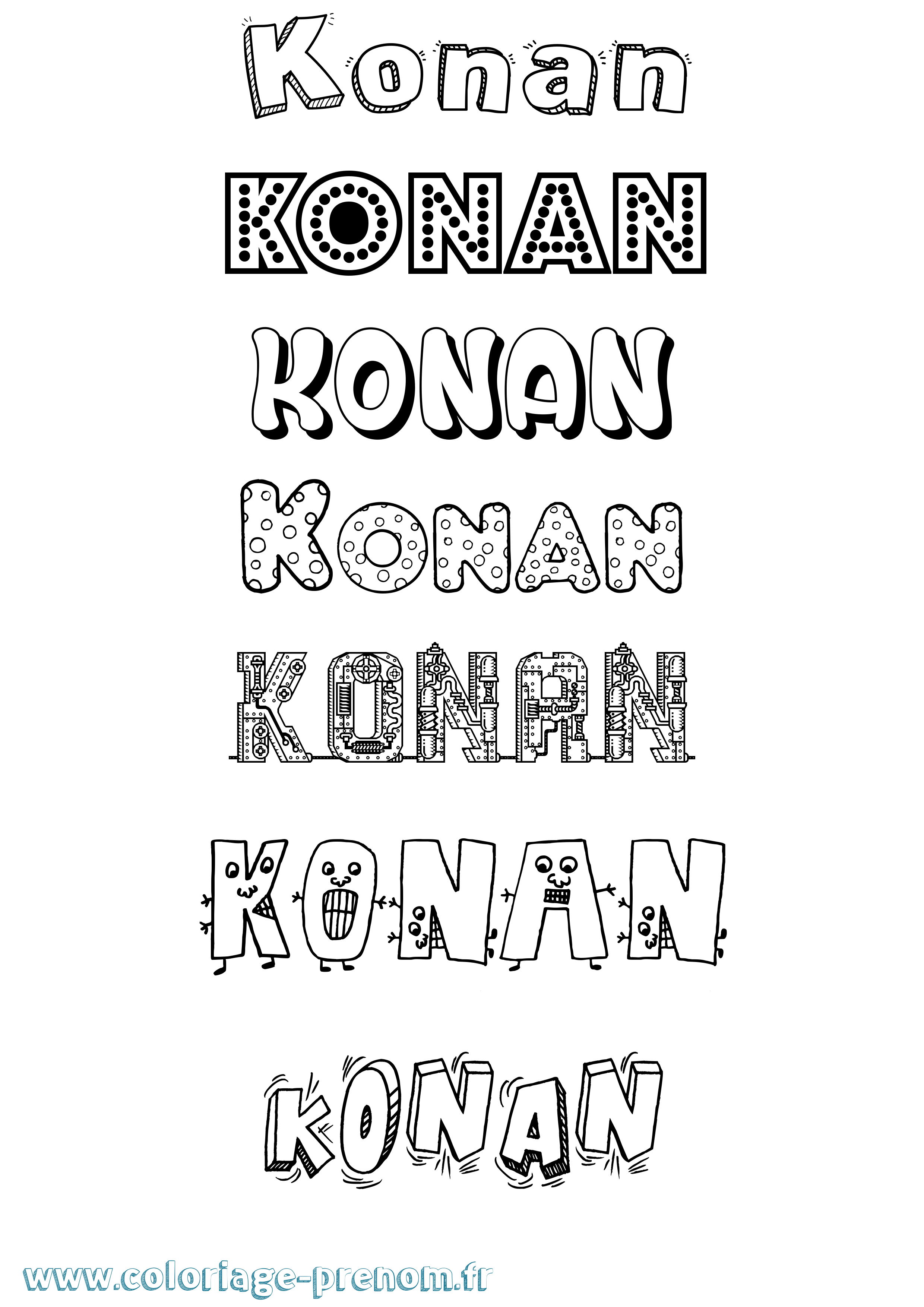 Coloriage Konan Fun Coloriage prénom Konan Fun