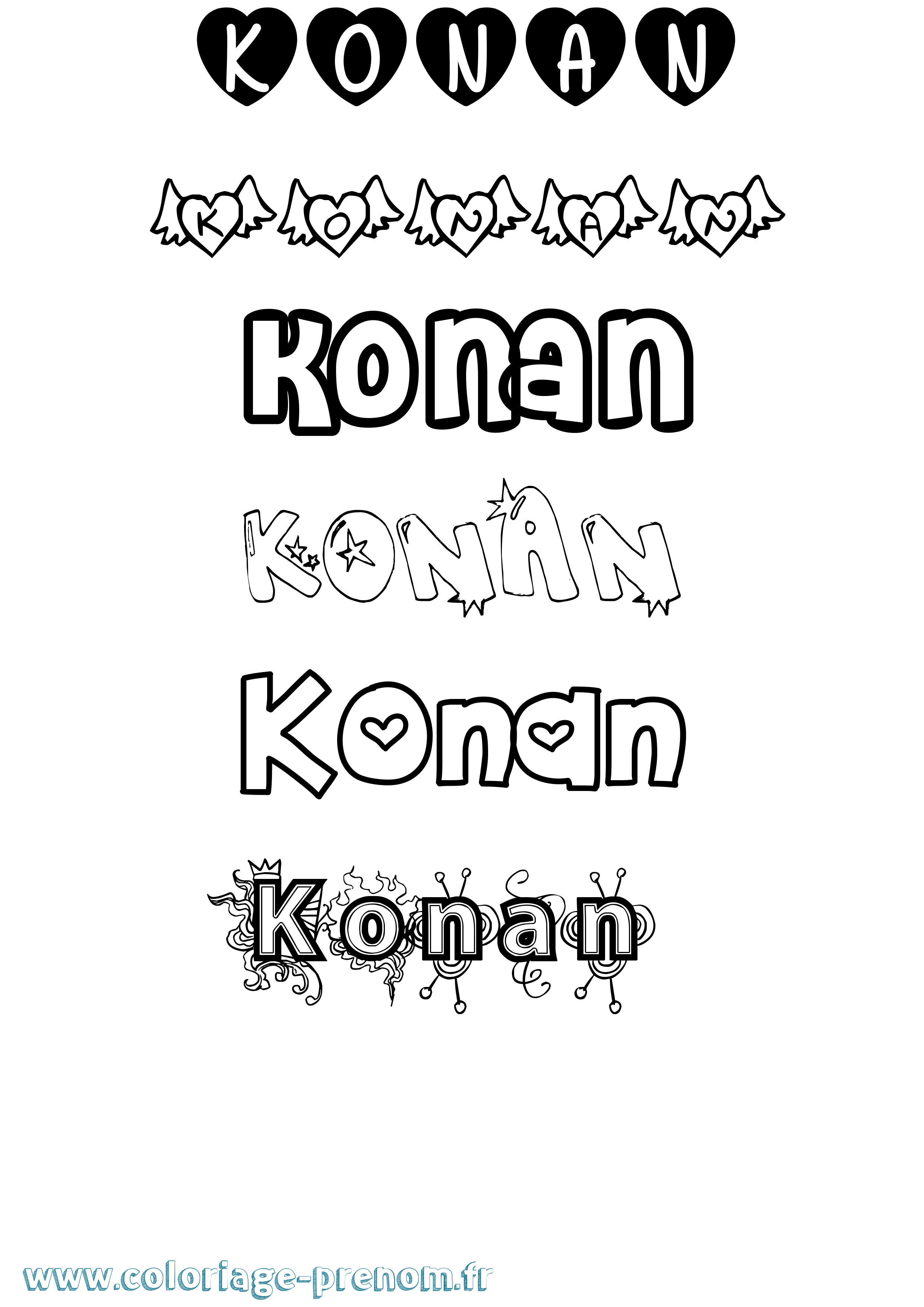 Coloriage Konan Girly Coloriage prénom Konan Girly