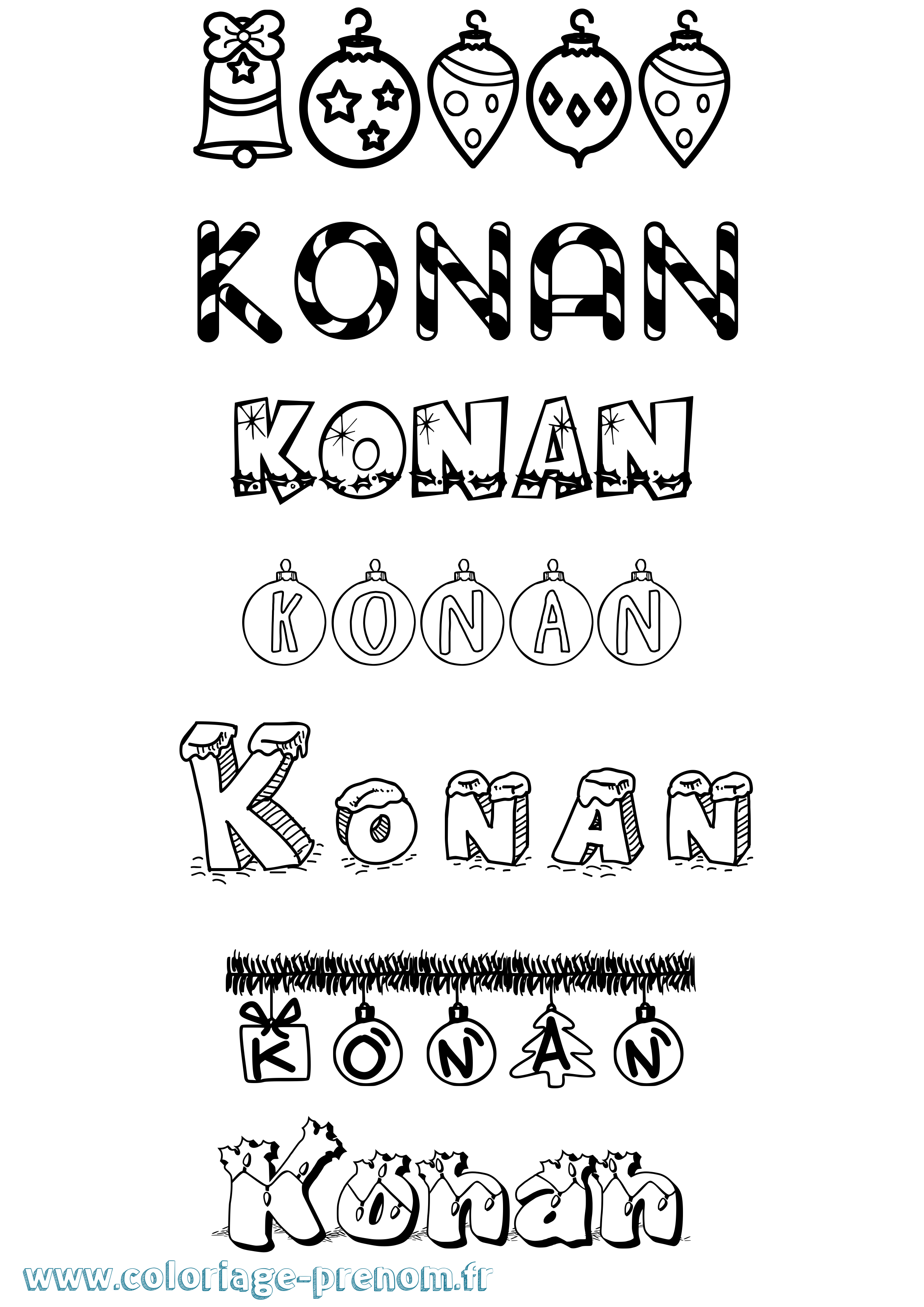 Coloriage Konan Noël Coloriage prénom Konan Noël