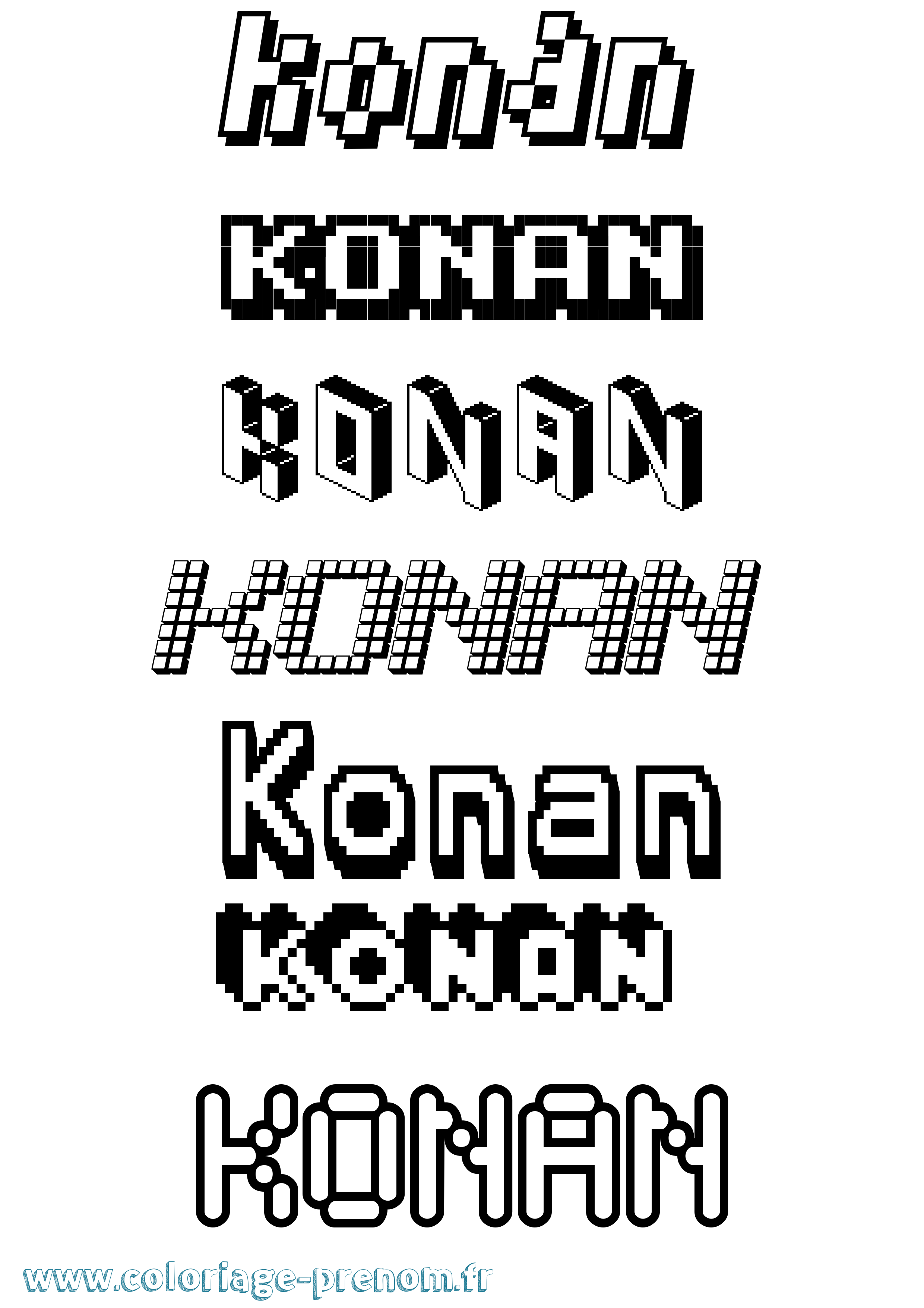 Coloriage Konan Pixel Coloriage prénom Konan Pixel