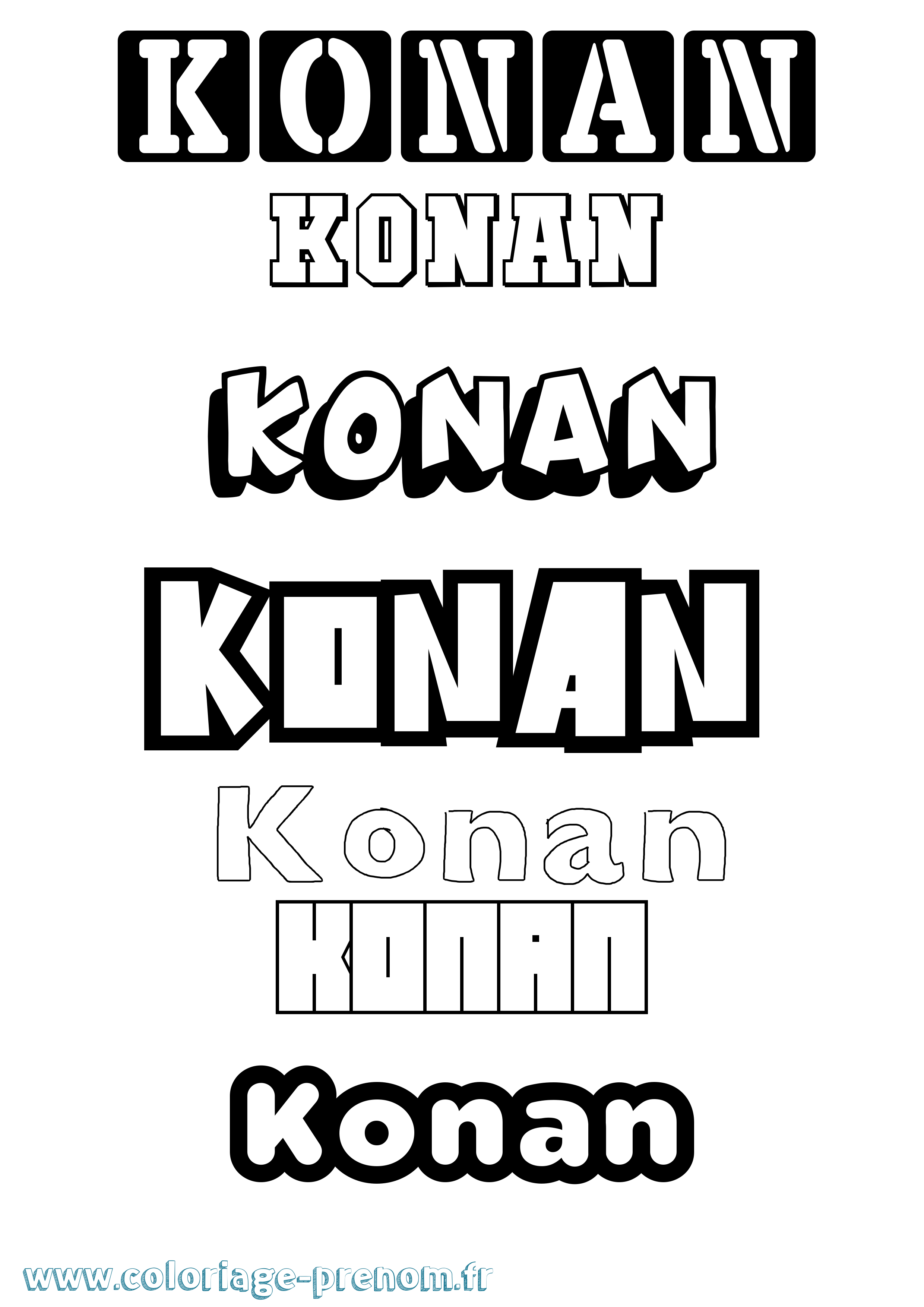 Coloriage Konan Simple Coloriage prénom Konan Simple