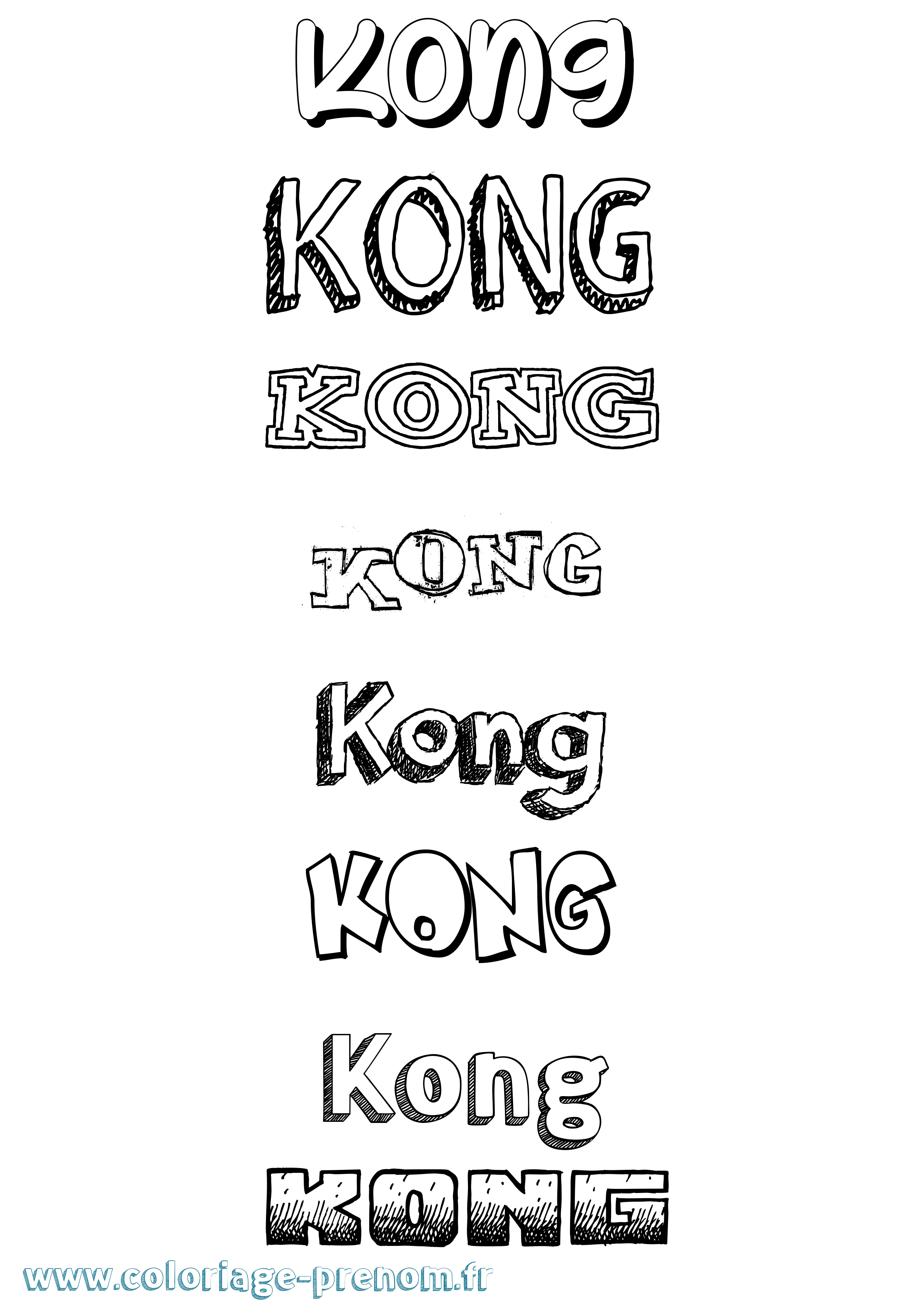 Coloriage Kong Dessiné Coloriage prénom Kong Dessiné