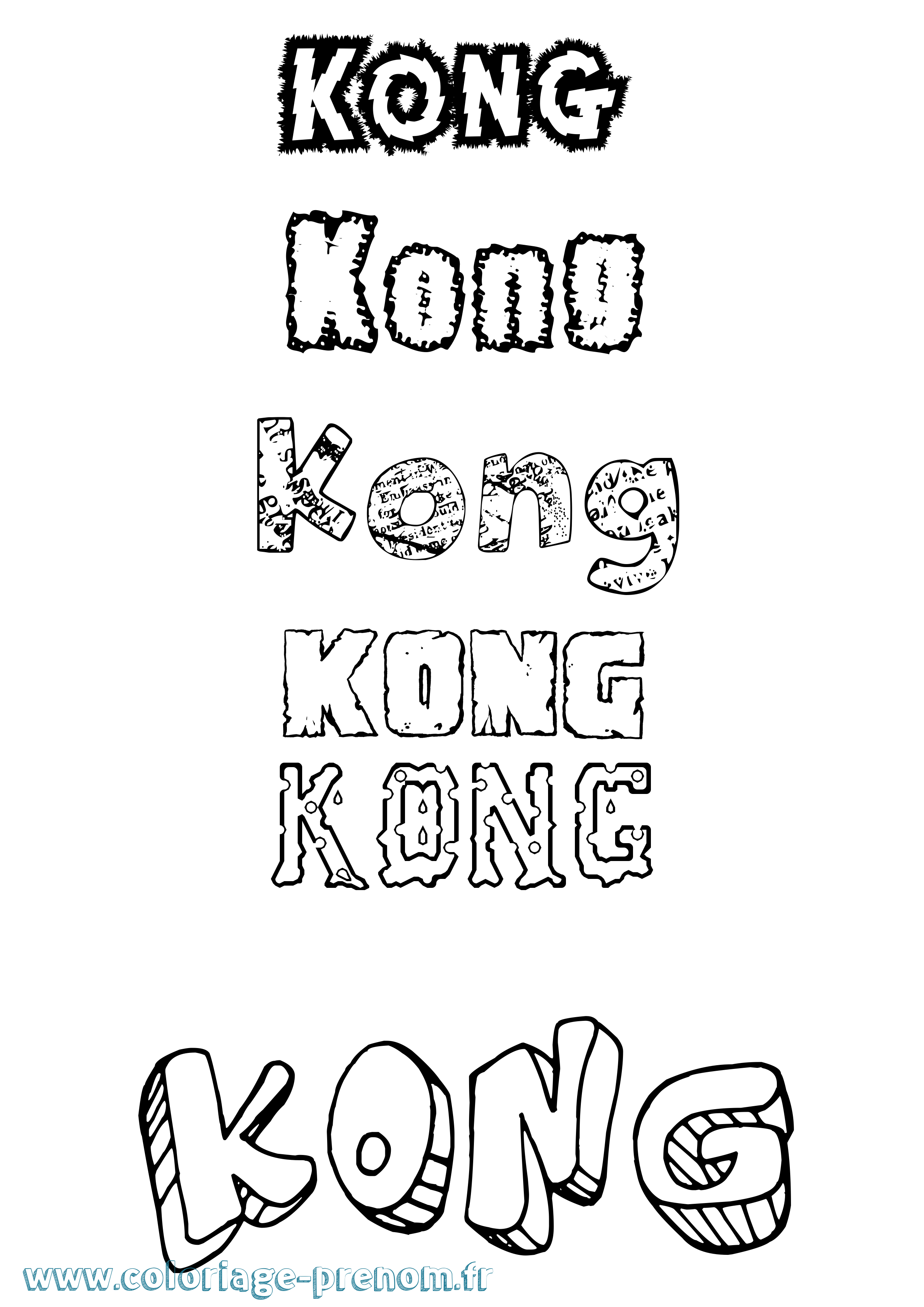 Coloriage Kong Destructuré Coloriage prénom Kong Destructuré