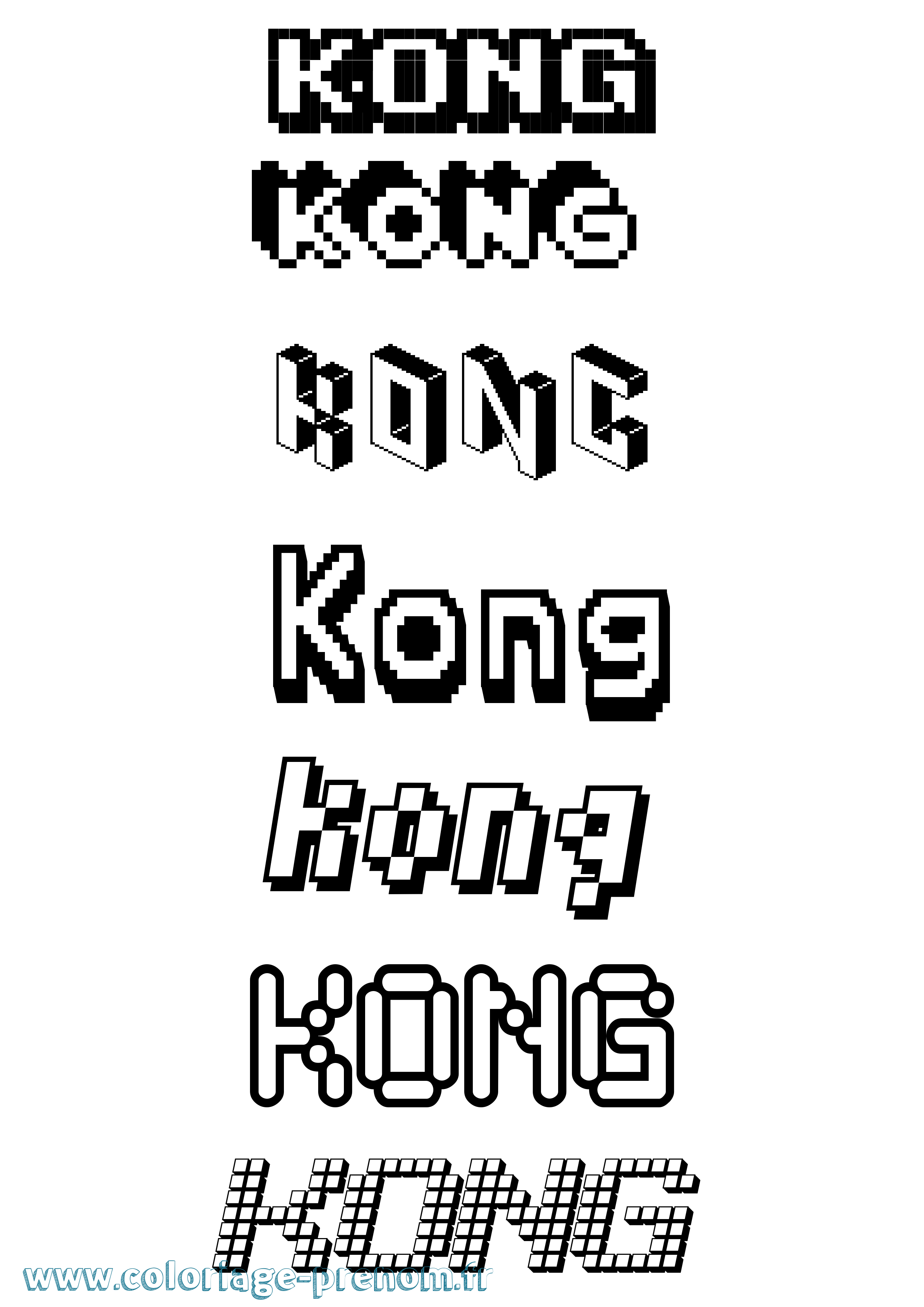 Coloriage Kong Pixel Coloriage prénom Kong Pixel