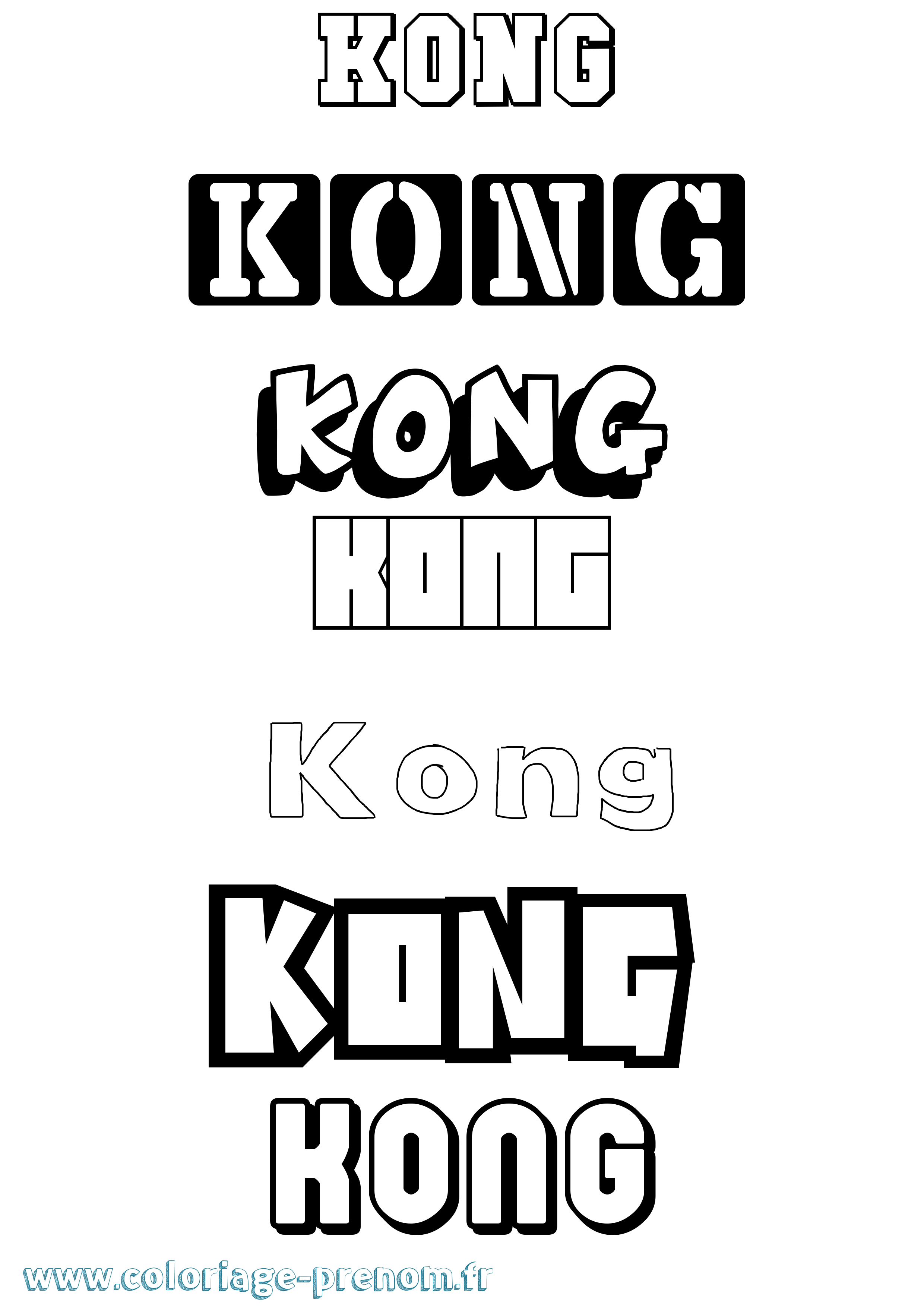 Coloriage Kong Simple Coloriage prénom Kong Simple