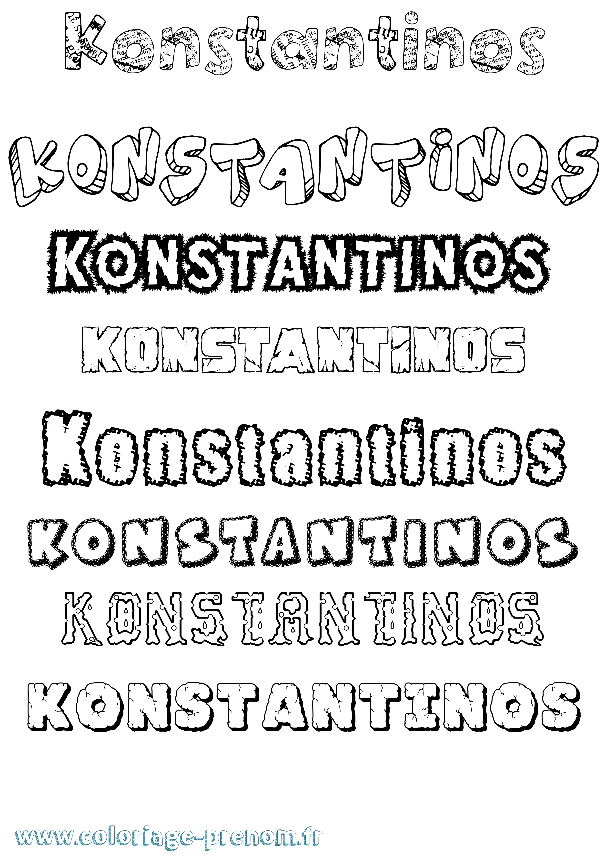 Coloriage Konstantinos Destructuré Coloriage prénom Konstantinos Destructuré
