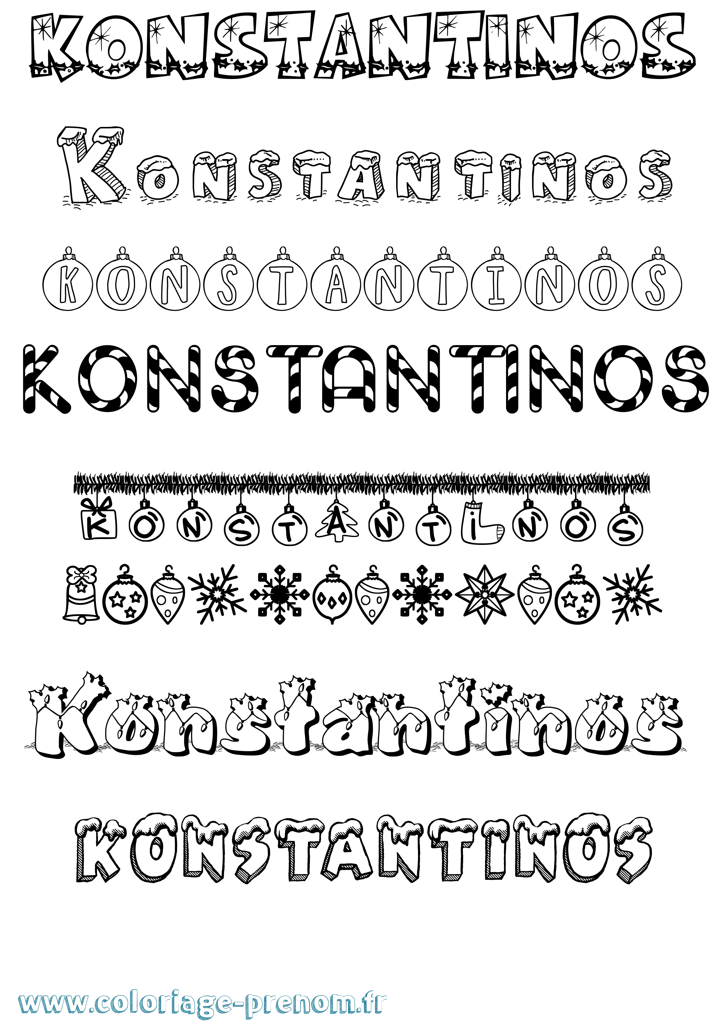 Coloriage Konstantinos Noël Coloriage prénom Konstantinos Noël