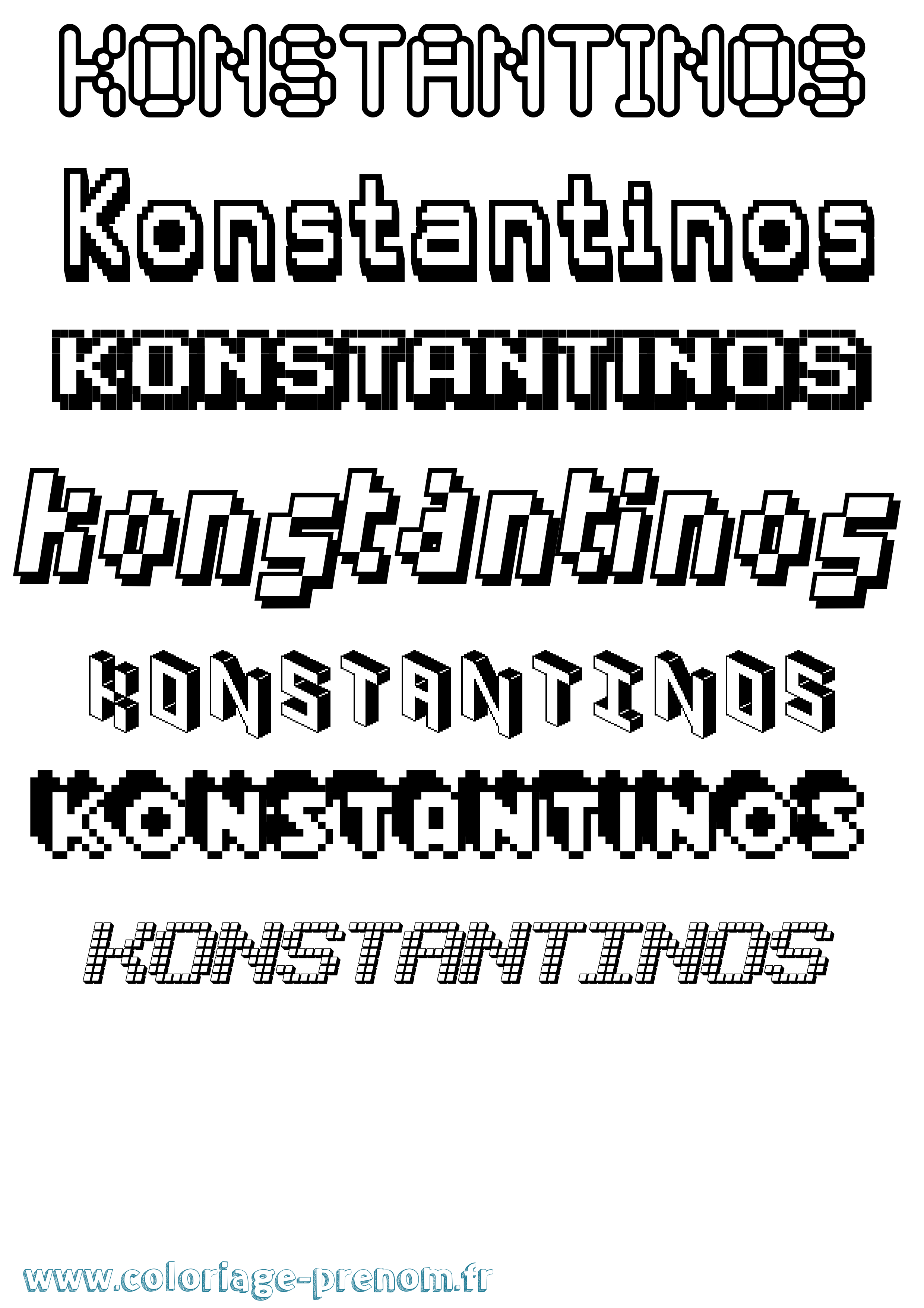 Coloriage Konstantinos Pixel Coloriage prénom Konstantinos Pixel