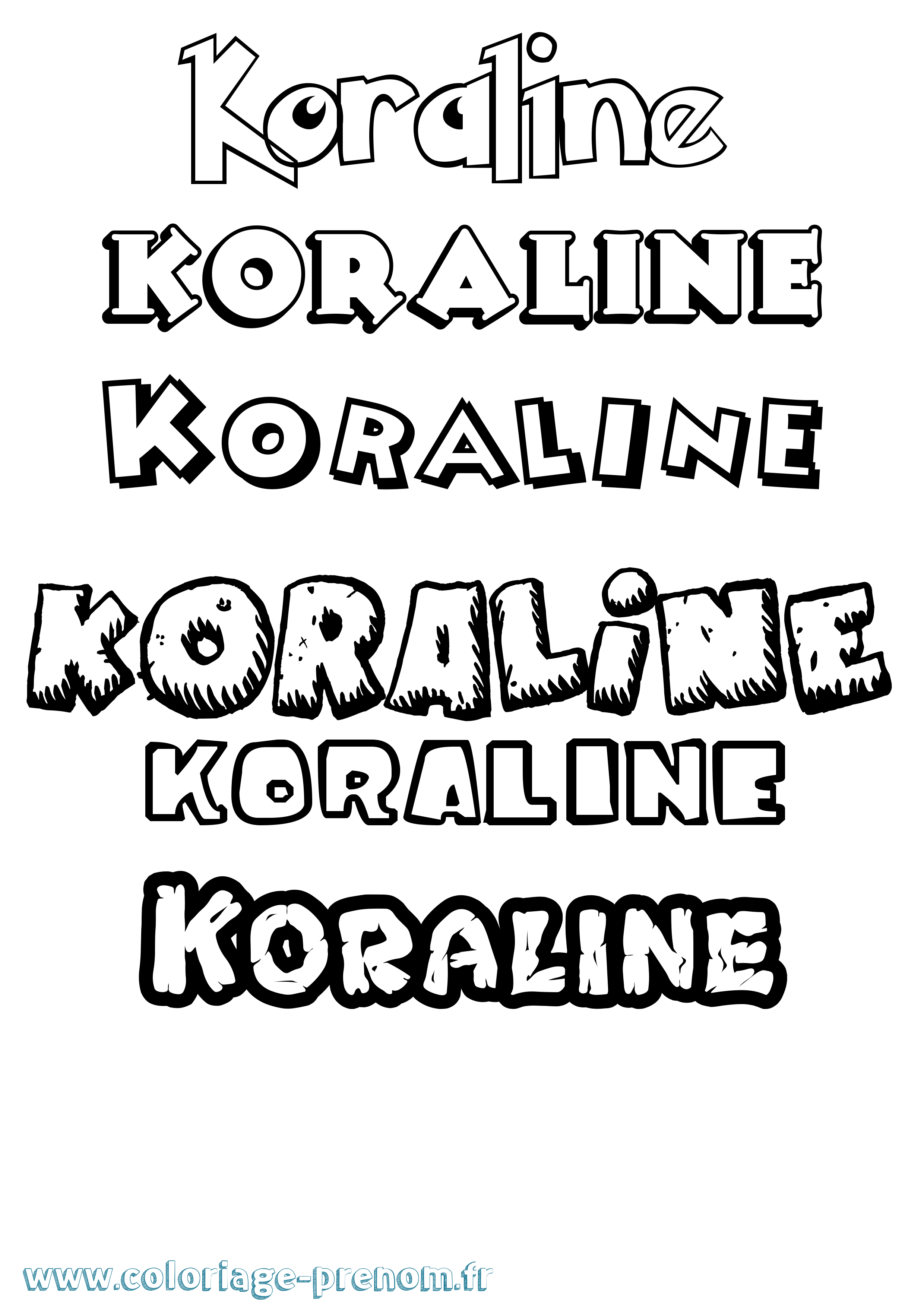 Coloriage Koraline Dessin Animé Coloriage prénom Koraline Dessin Animé