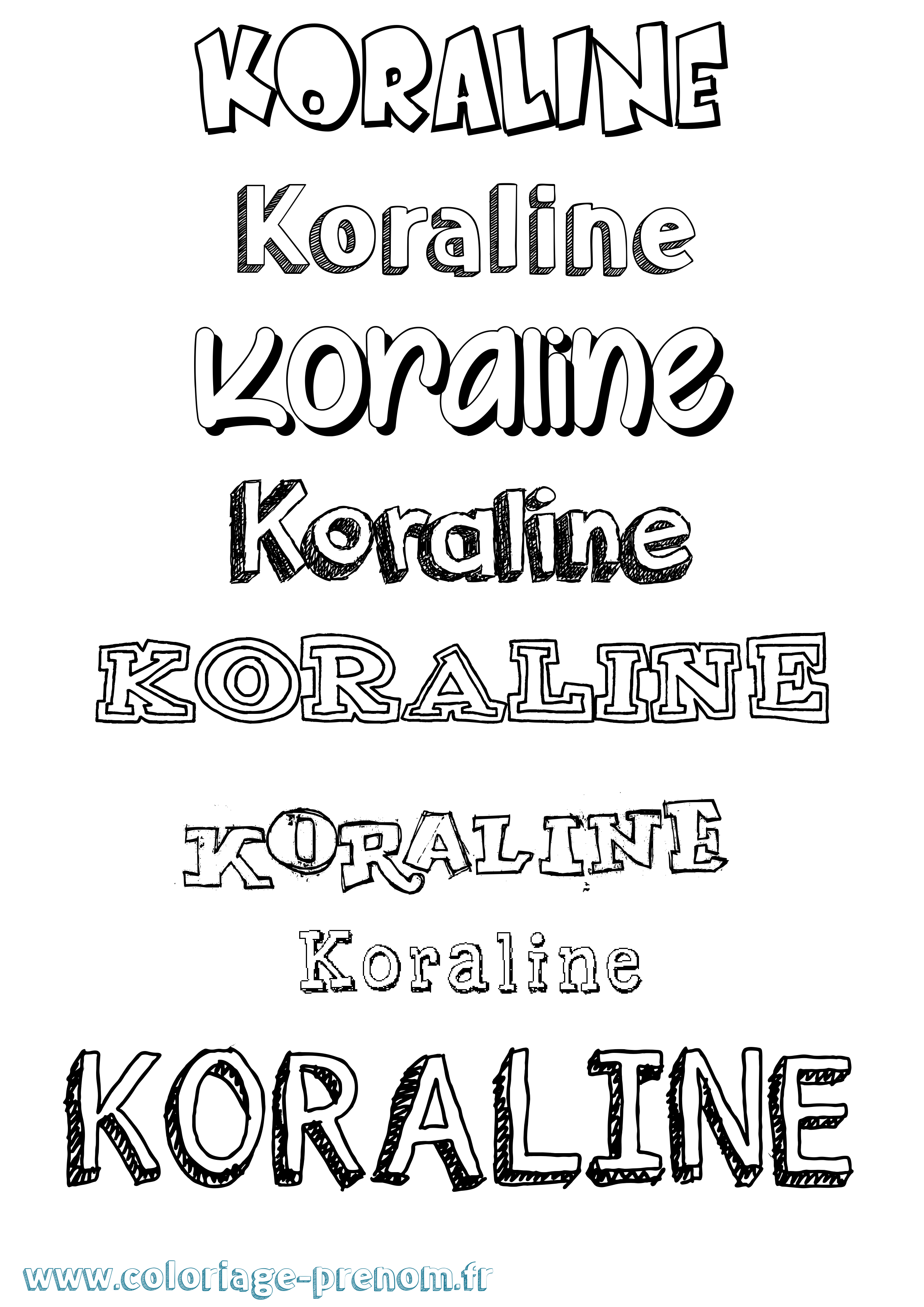 Coloriage Koraline Dessiné Coloriage prénom Koraline Dessiné