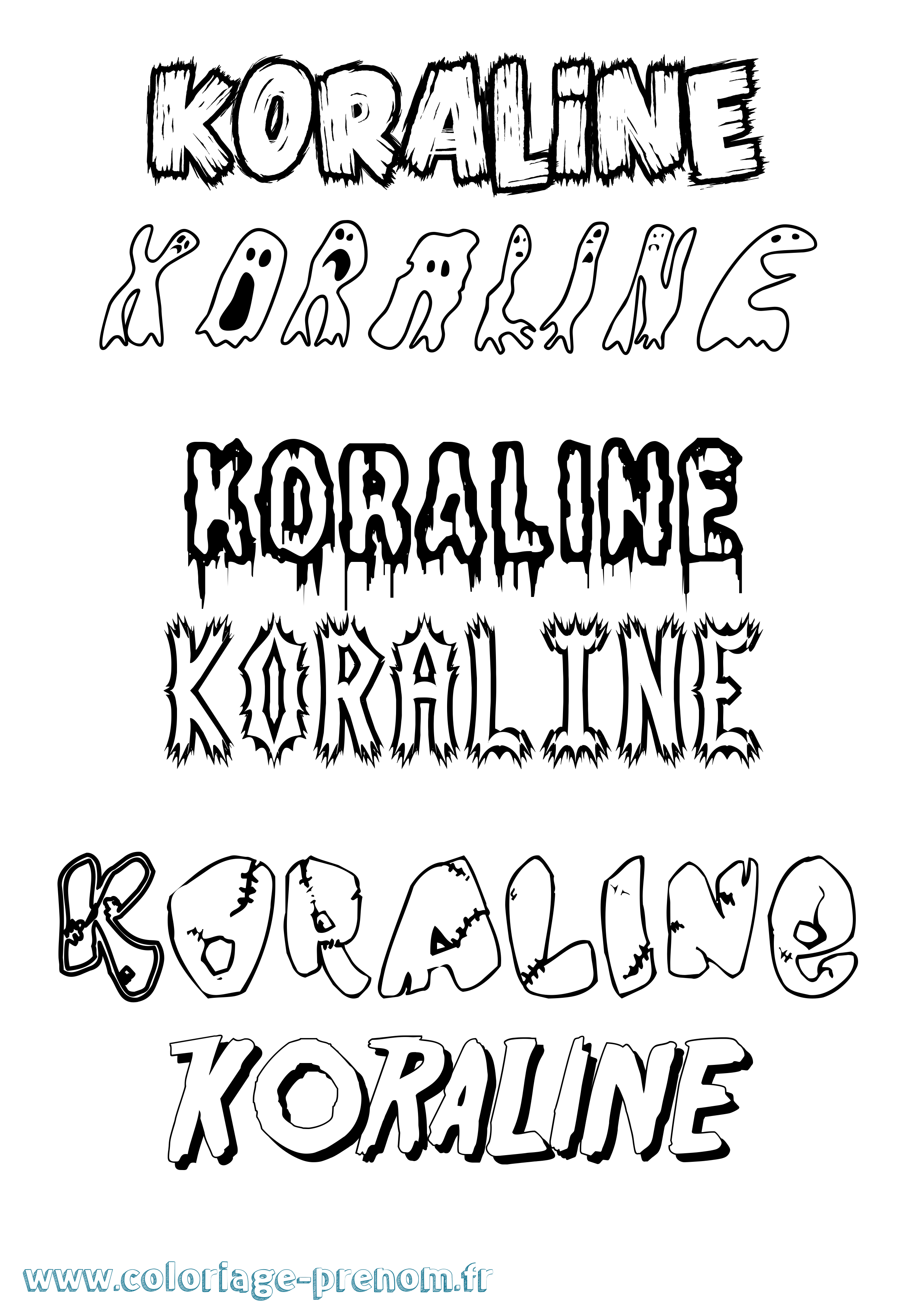Coloriage Koraline Frisson Coloriage prénom Koraline Frisson