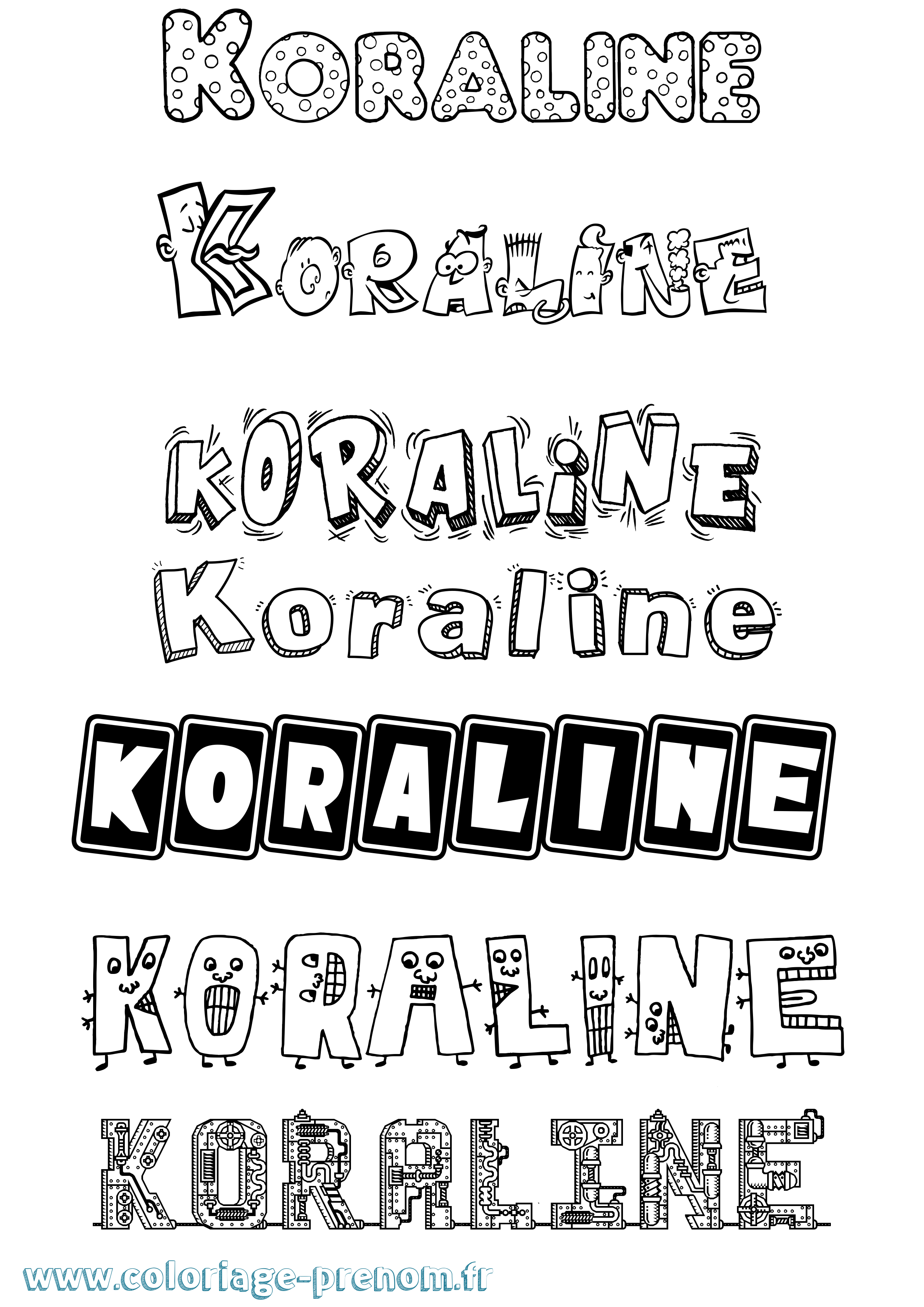 Coloriage Koraline Fun Coloriage prénom Koraline Fun