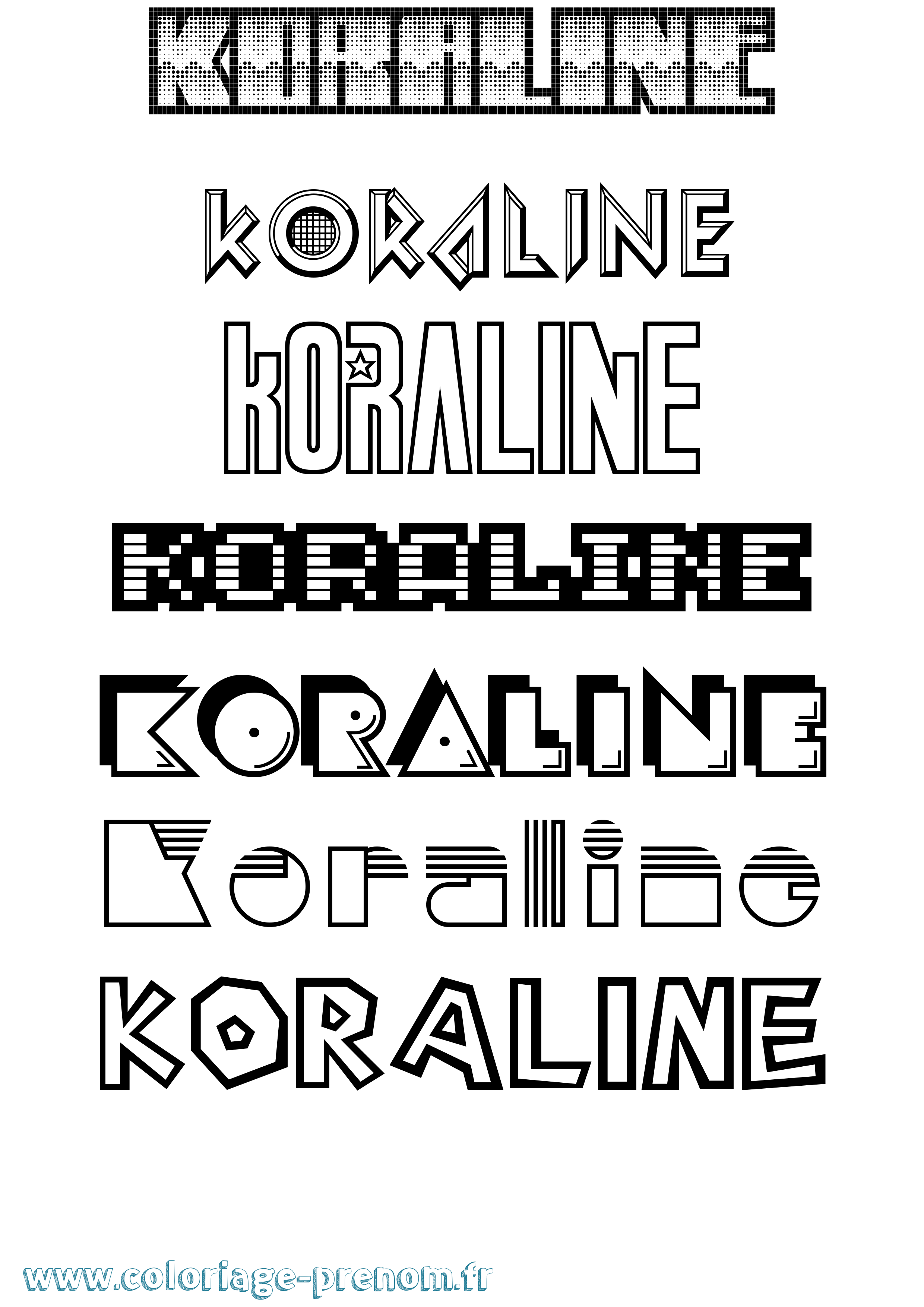 Coloriage Koraline Jeux Vidéos Coloriage prénom Koraline Jeux Vidéos