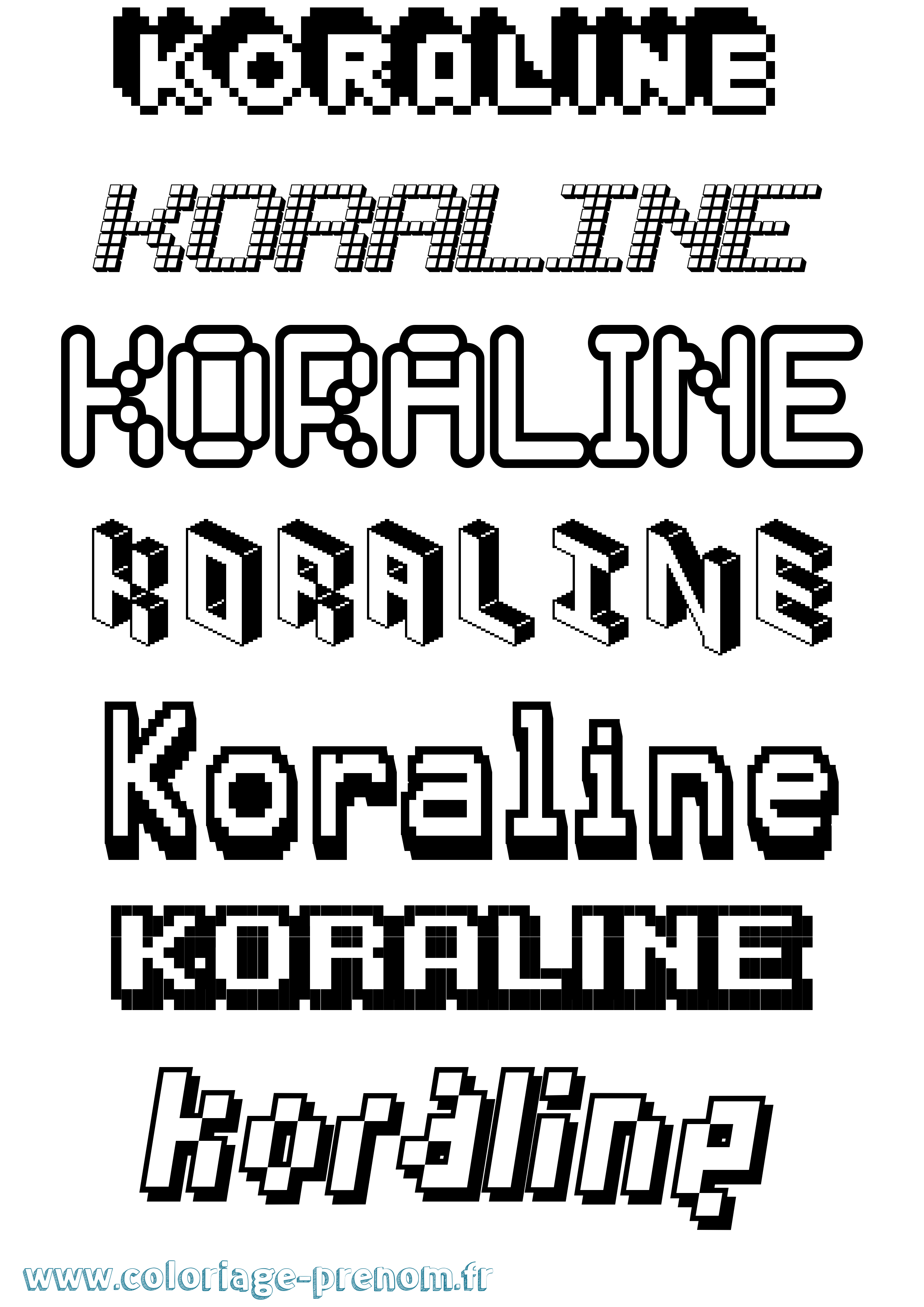 Coloriage Koraline Pixel Coloriage prénom Koraline Pixel