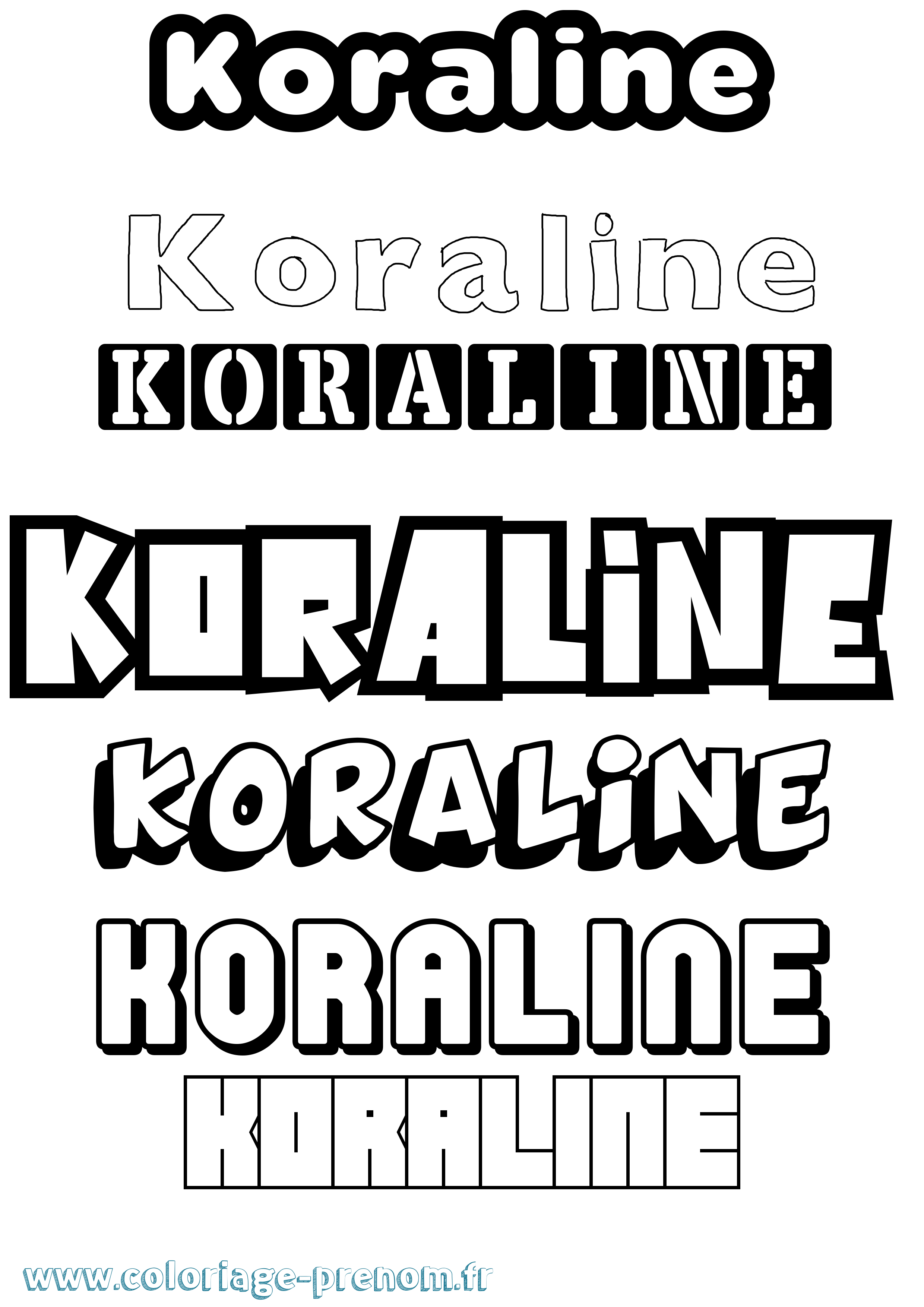 Coloriage Koraline Simple Coloriage prénom Koraline Simple