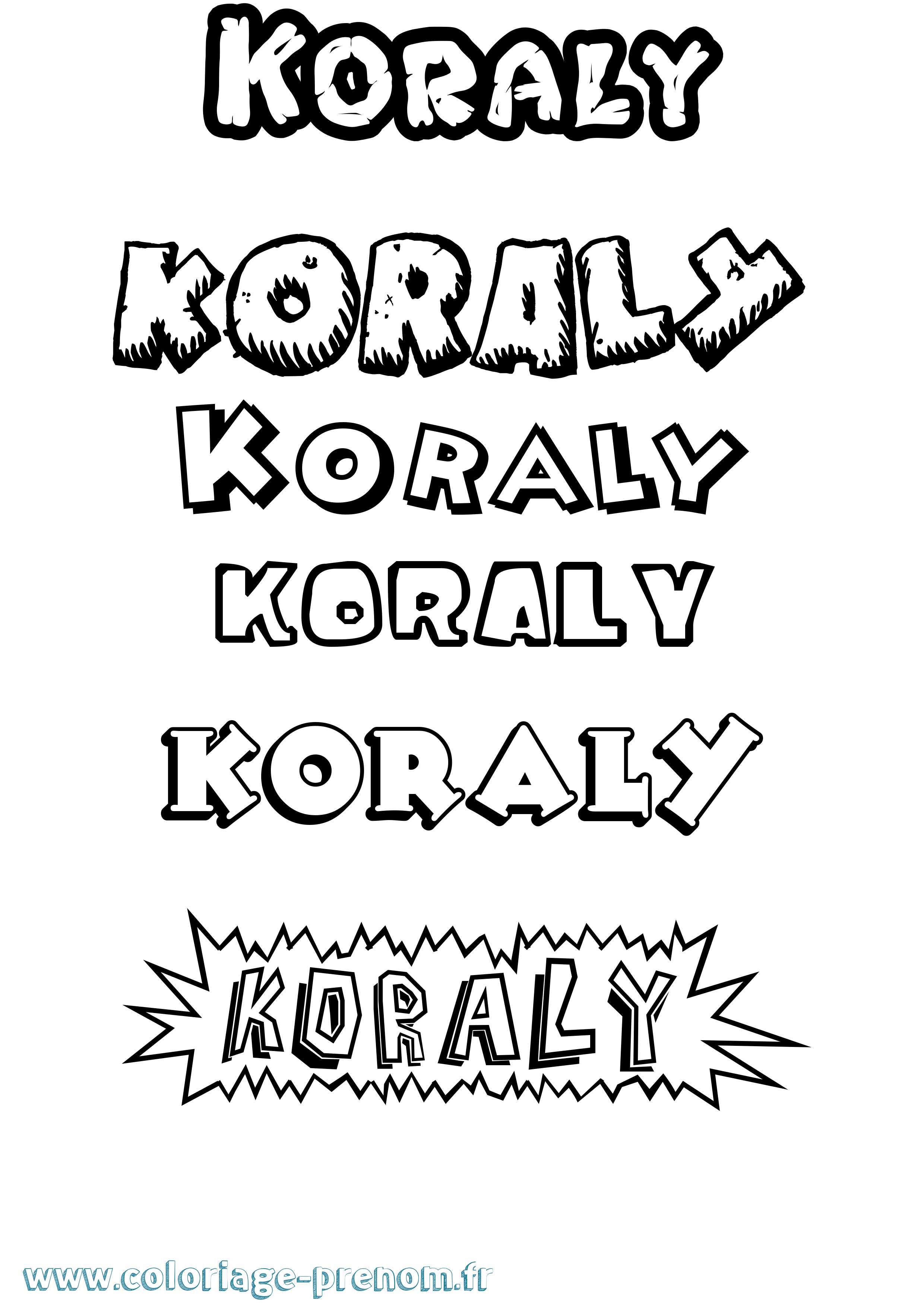 Coloriage Koraly Dessin Animé Coloriage prénom Koraly Dessin Animé