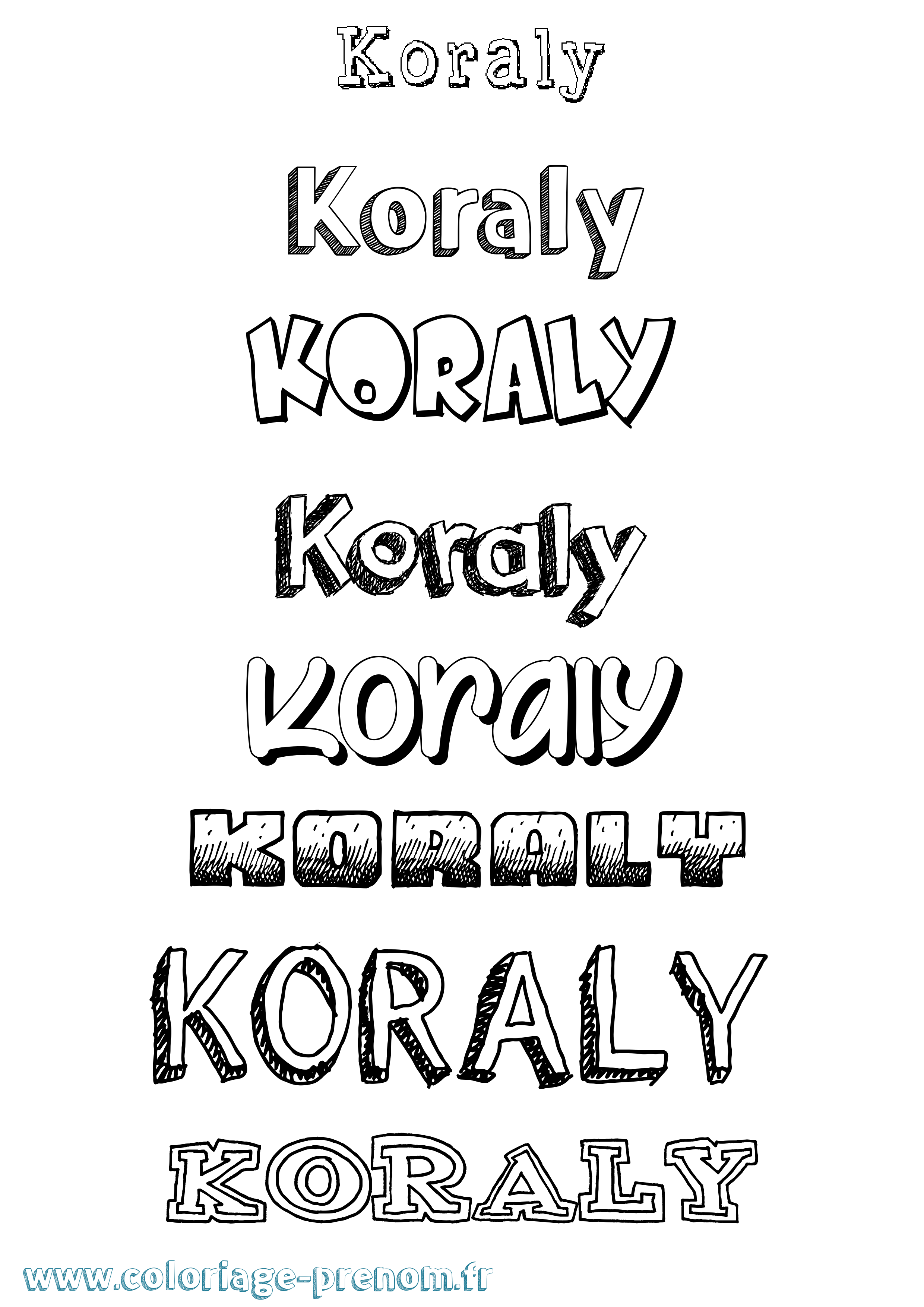 Coloriage Koraly Dessiné Coloriage prénom Koraly Dessiné