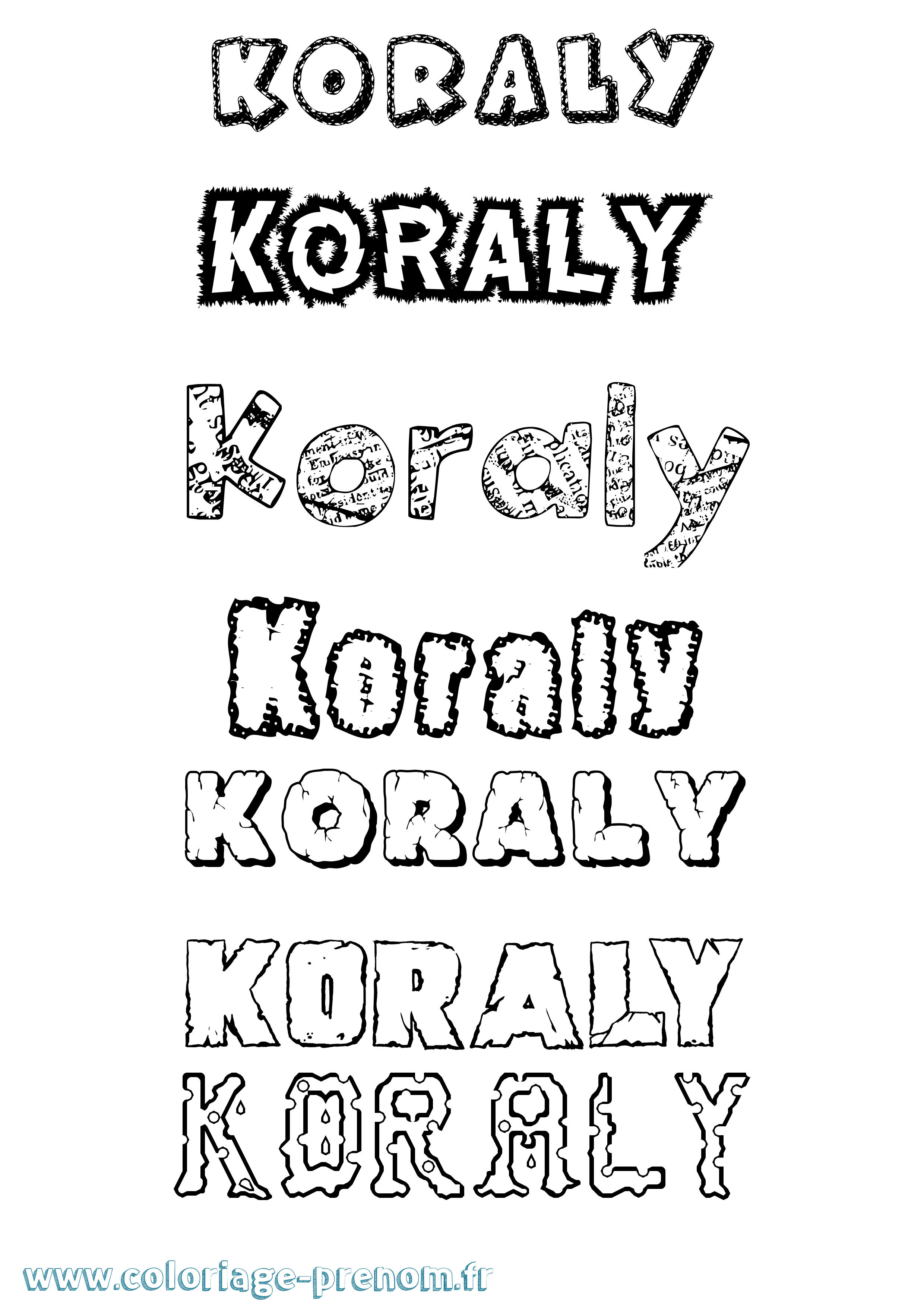Coloriage Koraly Destructuré Coloriage prénom Koraly Destructuré