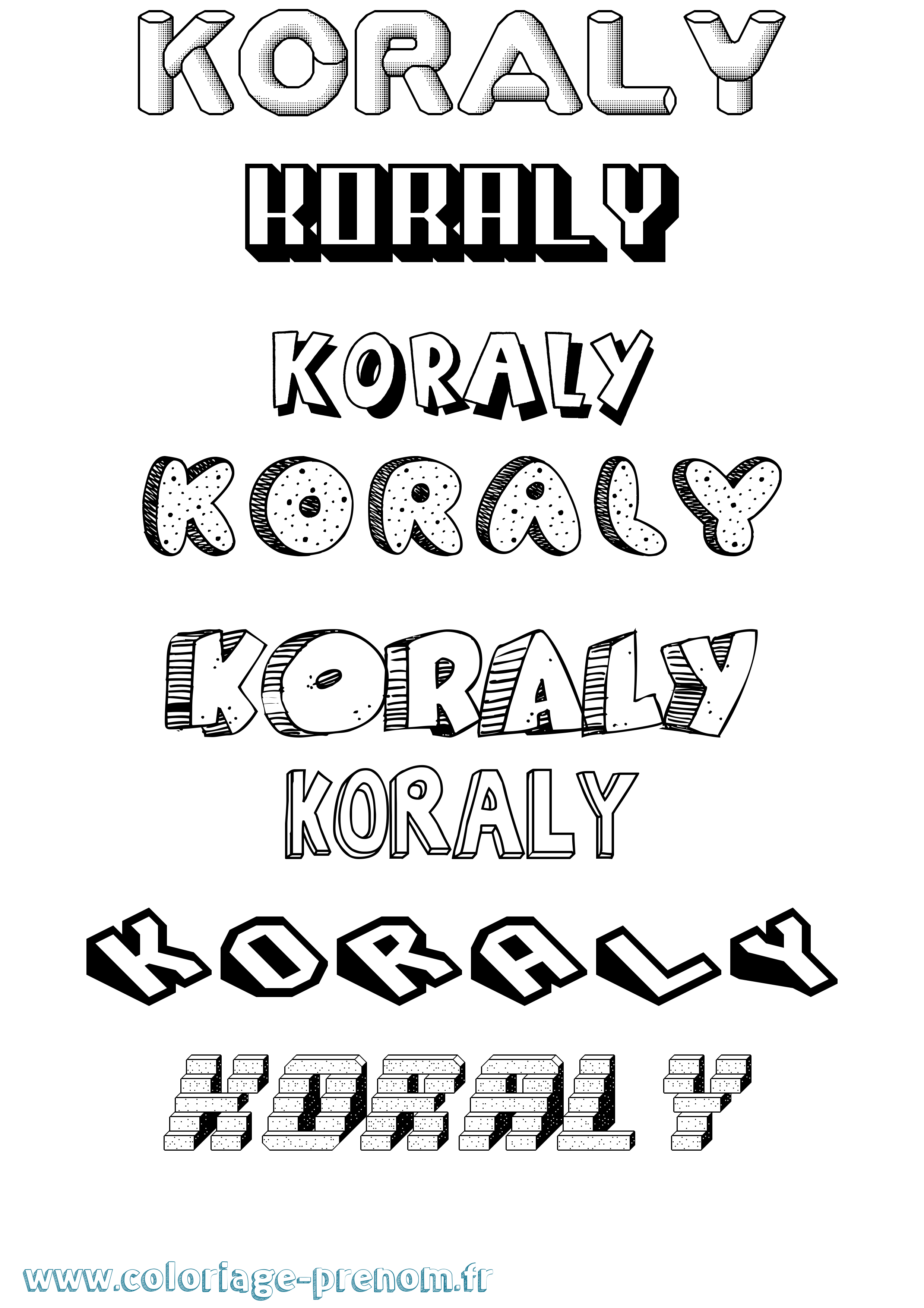 Coloriage Koraly Effet 3D Coloriage prénom Koraly Effet 3D