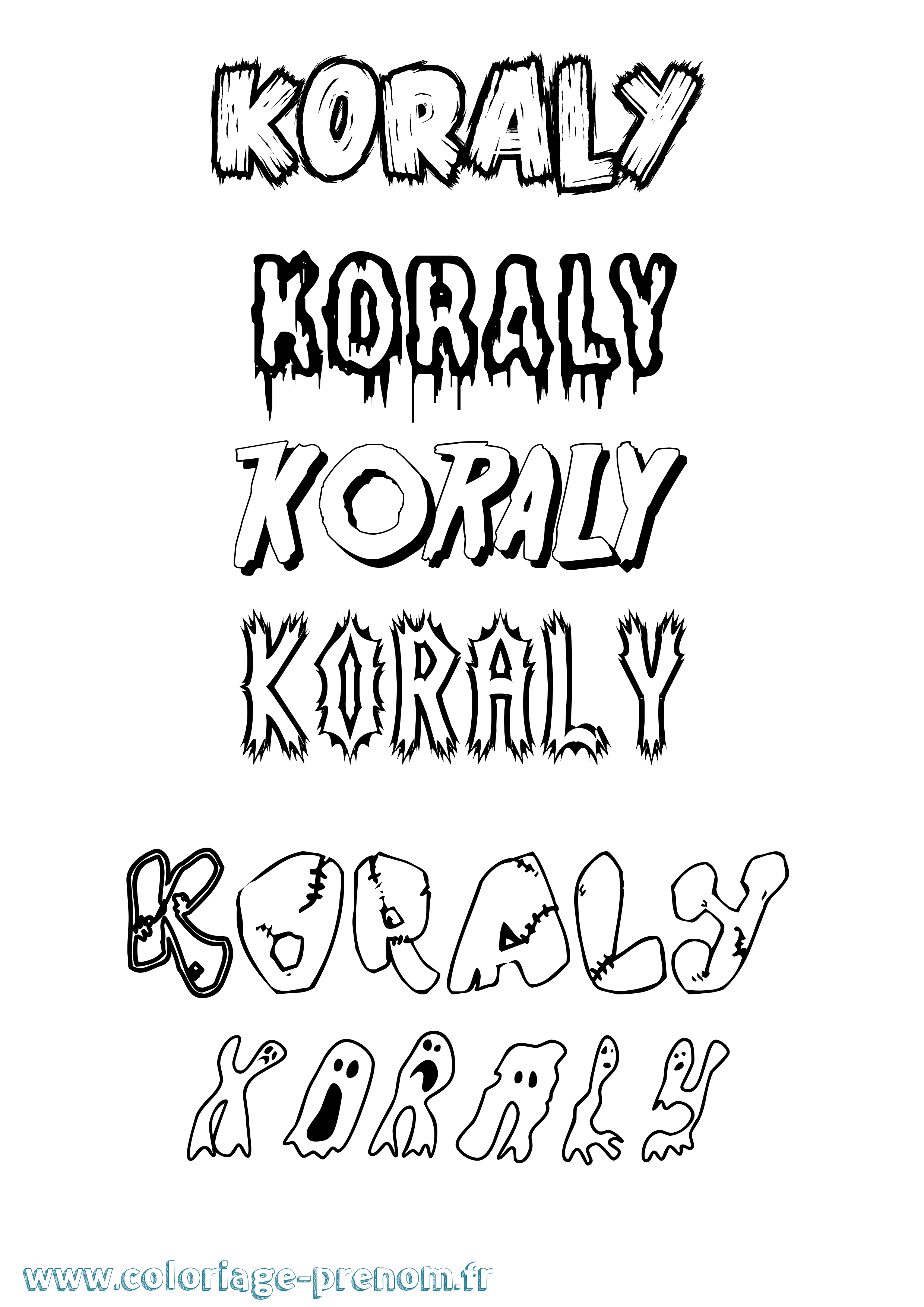 Coloriage Koraly Frisson Coloriage prénom Koraly Frisson