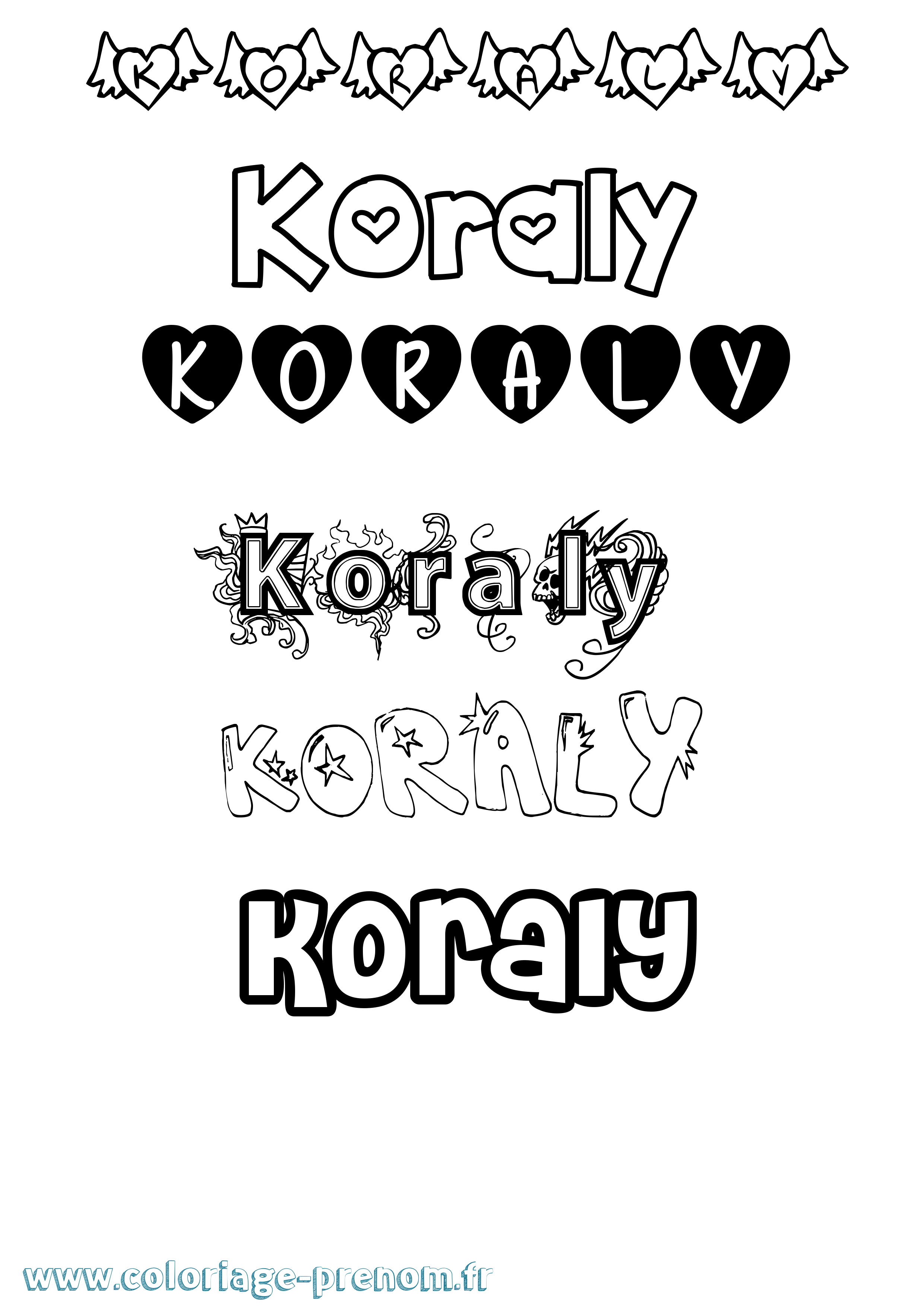 Coloriage Koraly Girly Coloriage prénom Koraly Girly