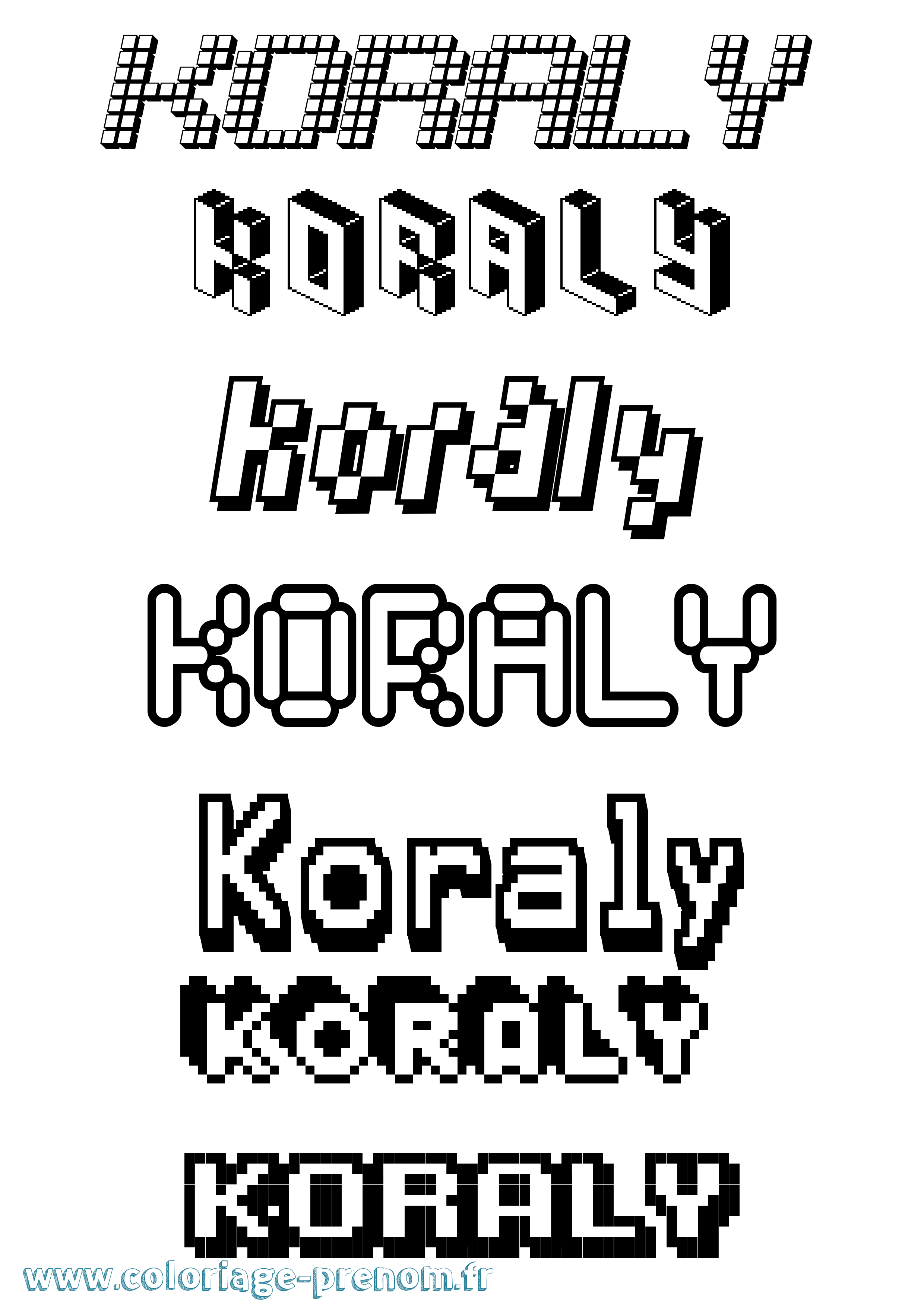Coloriage Koraly Pixel Coloriage prénom Koraly Pixel