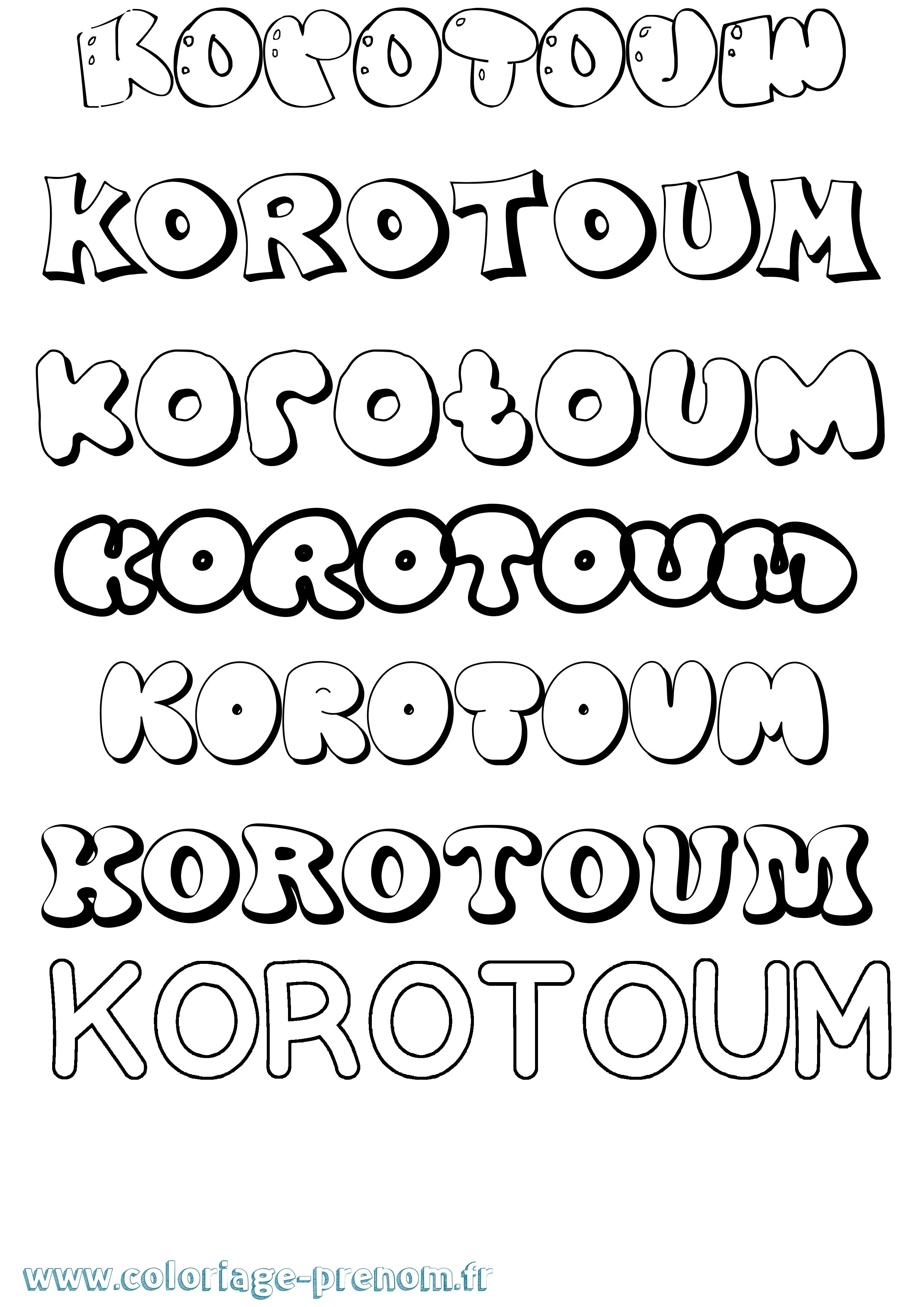Coloriage Korotoum Bubble Coloriage prénom Korotoum Bubble