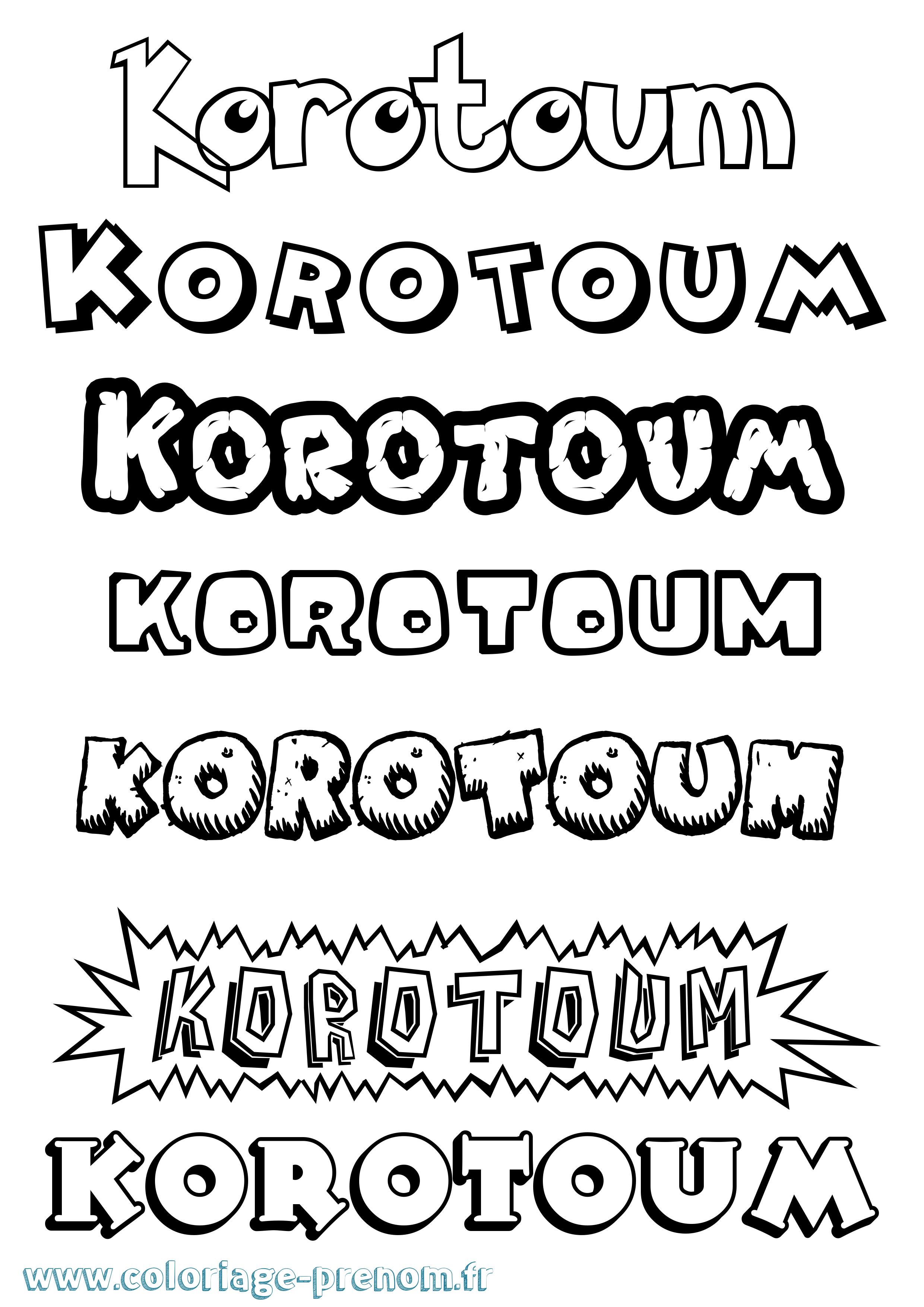 Coloriage Korotoum Dessin Animé Coloriage prénom Korotoum Dessin Animé