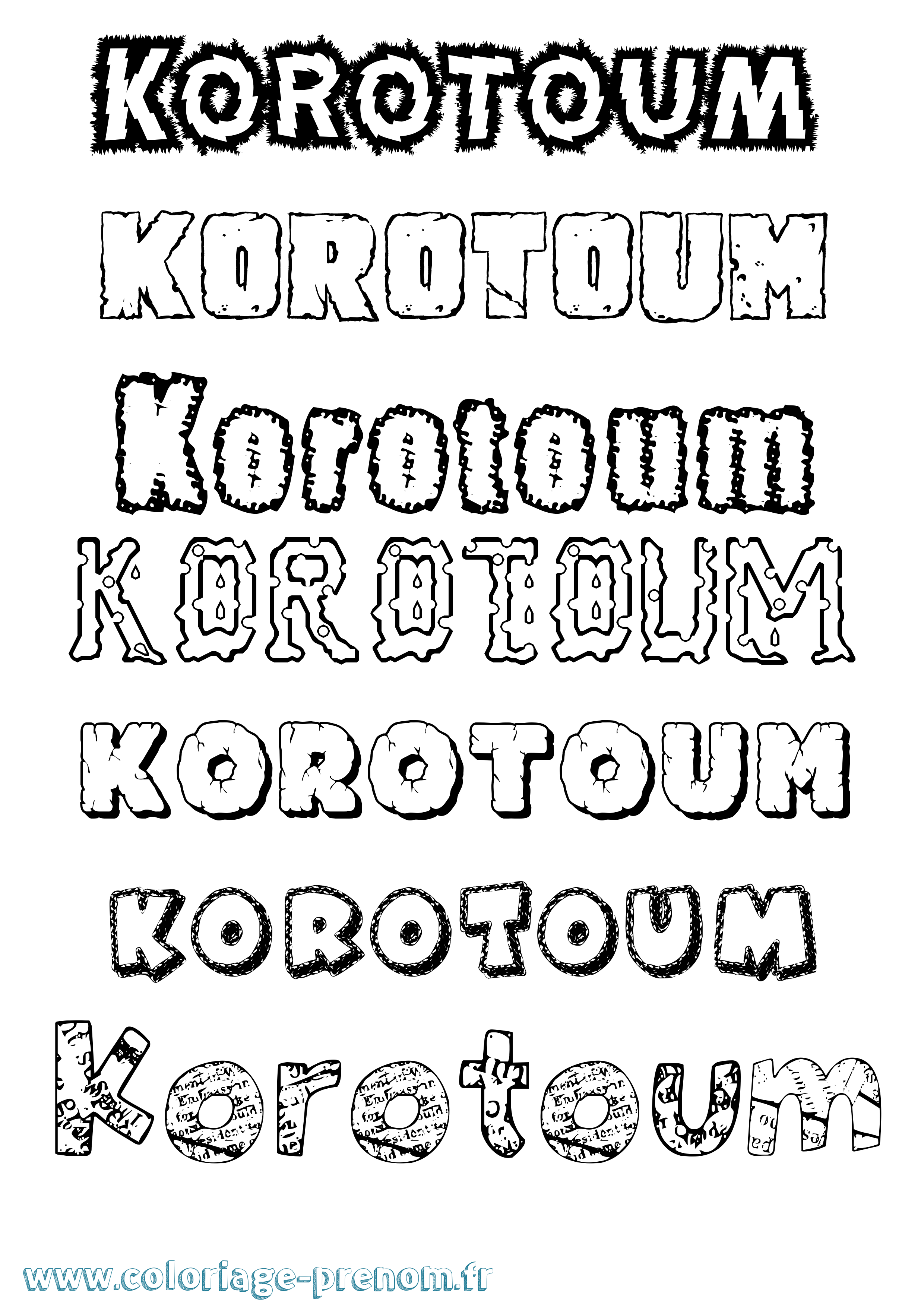 Coloriage Korotoum Destructuré Coloriage prénom Korotoum Destructuré