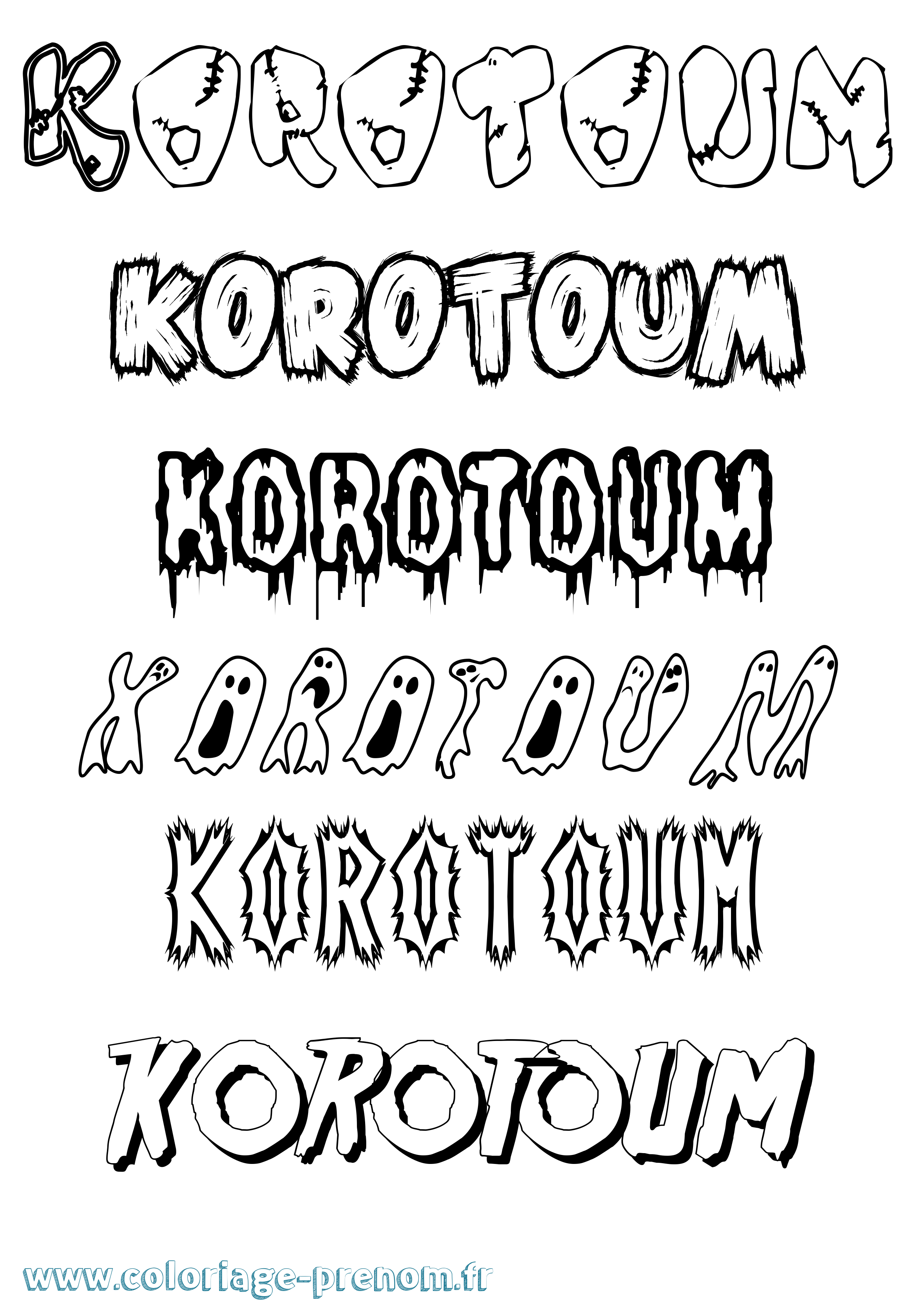 Coloriage Korotoum Frisson Coloriage prénom Korotoum Frisson