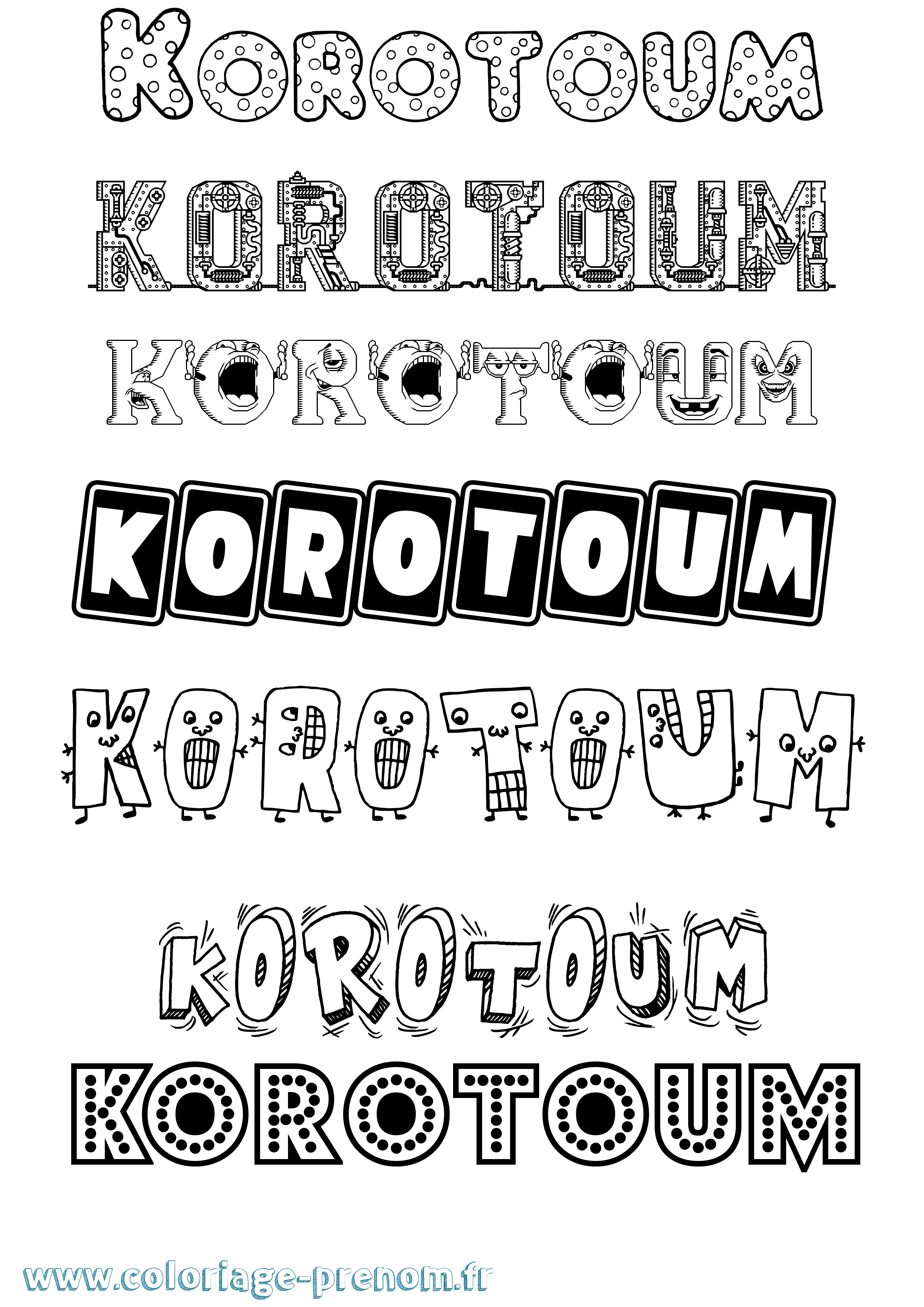 Coloriage Korotoum Fun Coloriage prénom Korotoum Fun