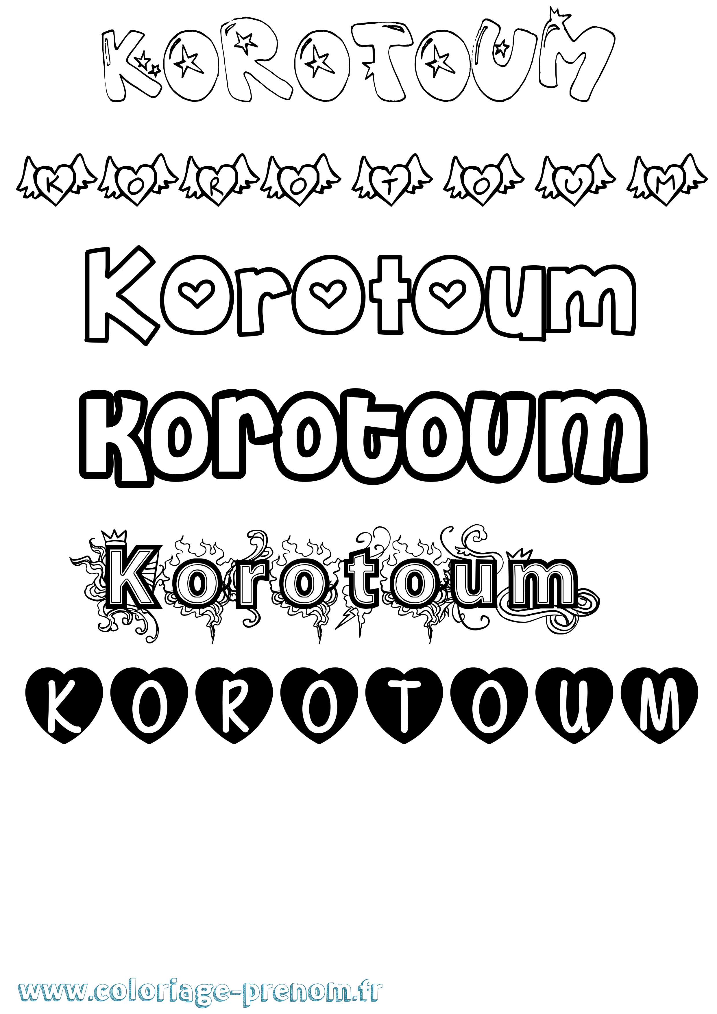 Coloriage Korotoum Girly Coloriage prénom Korotoum Girly