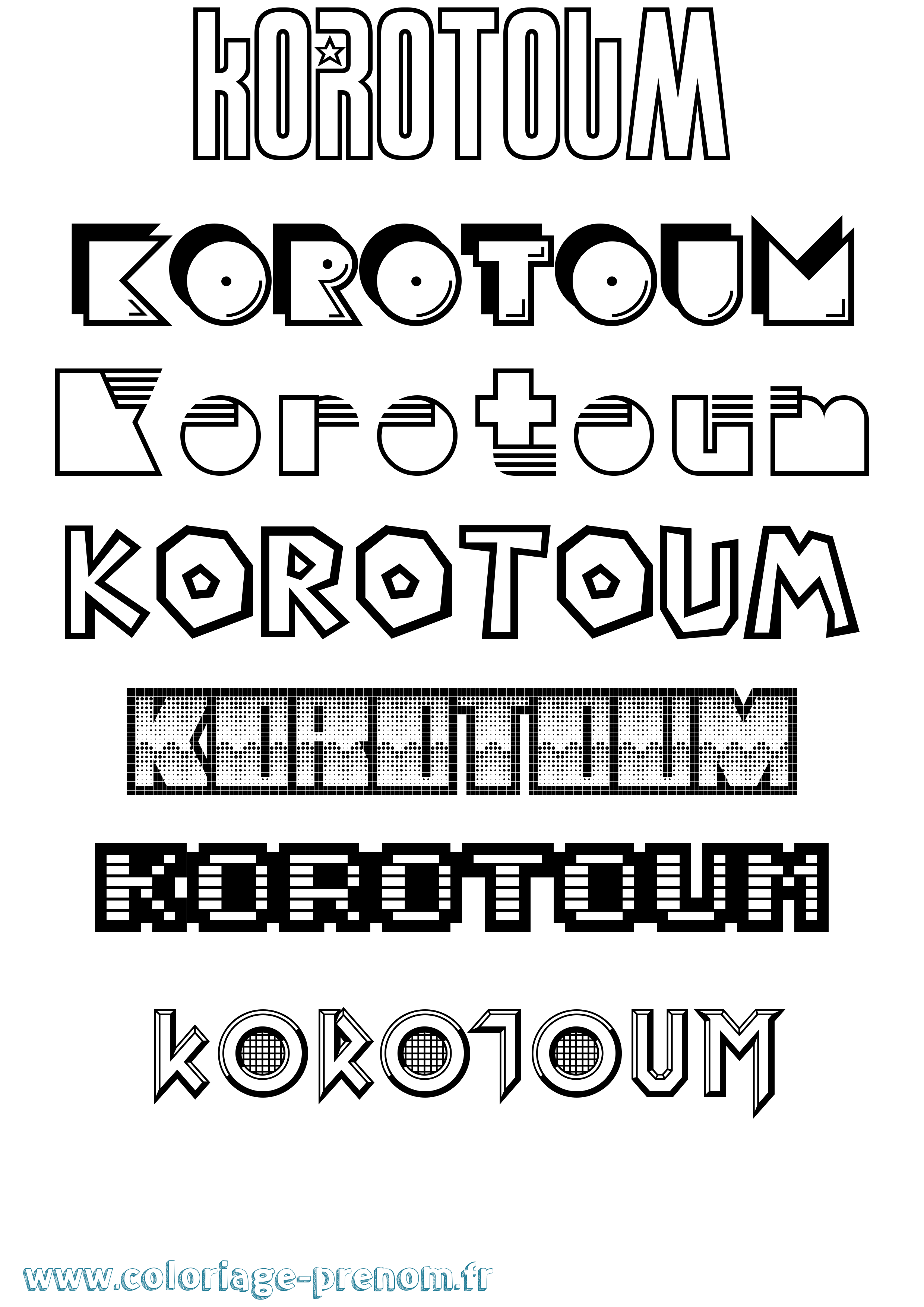 Coloriage Korotoum Jeux Vidéos Coloriage prénom Korotoum Jeux Vidéos
