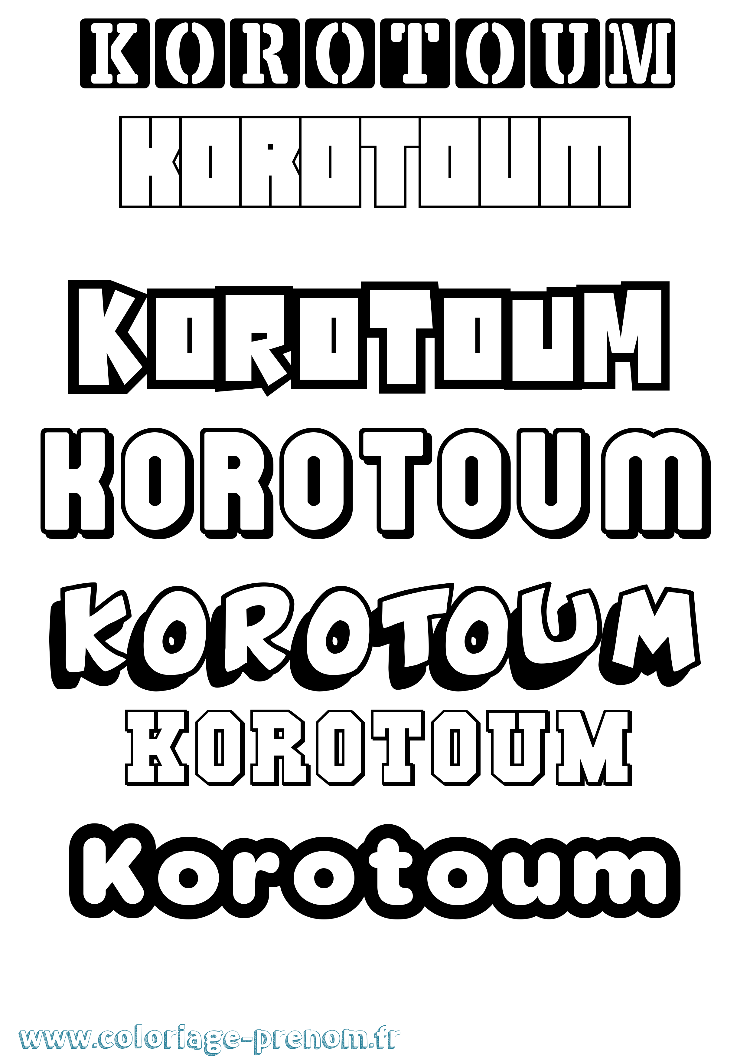 Coloriage Korotoum Simple Coloriage prénom Korotoum Simple