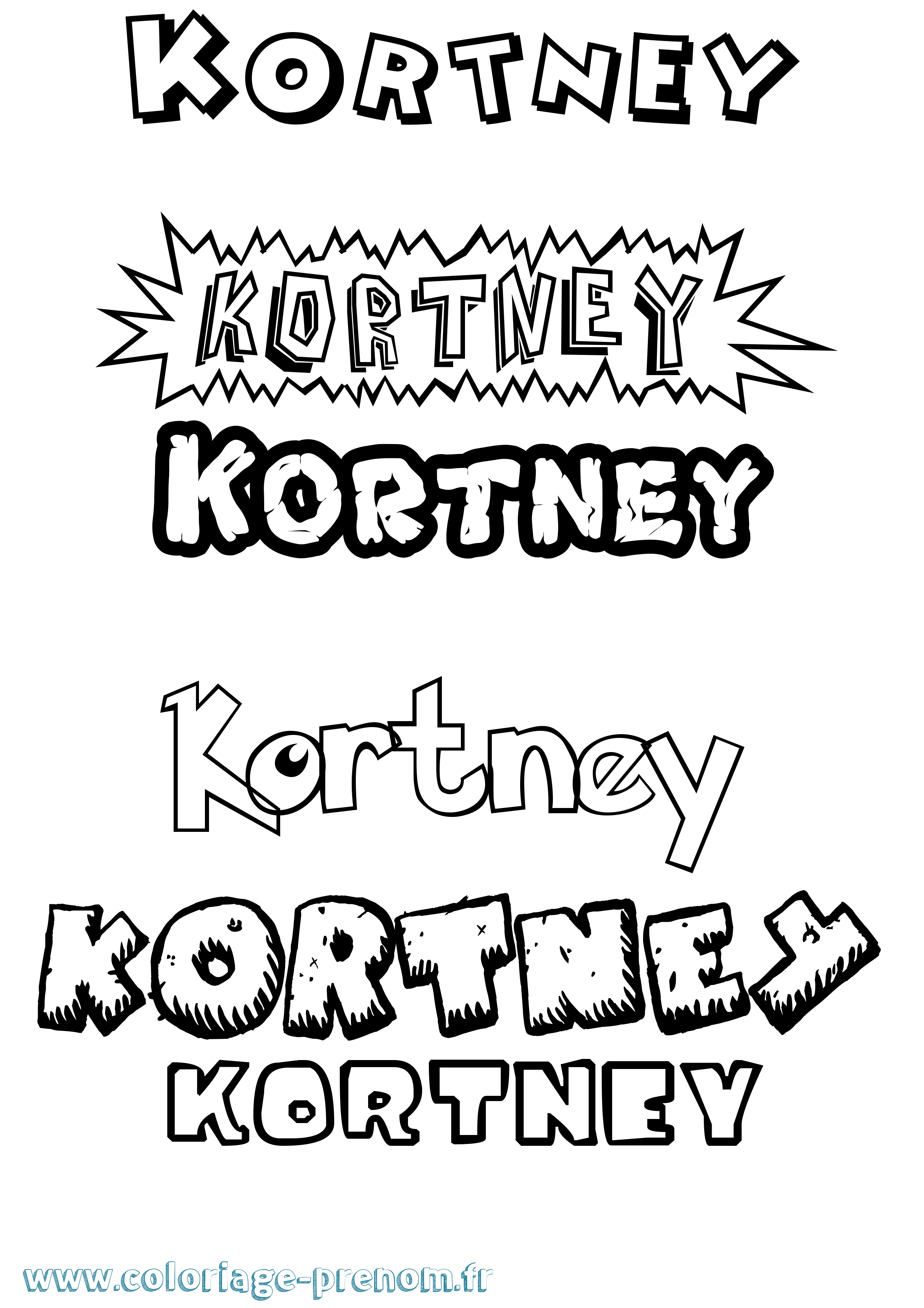 Coloriage Kortney Dessin Animé Coloriage prénom Kortney Dessin Animé