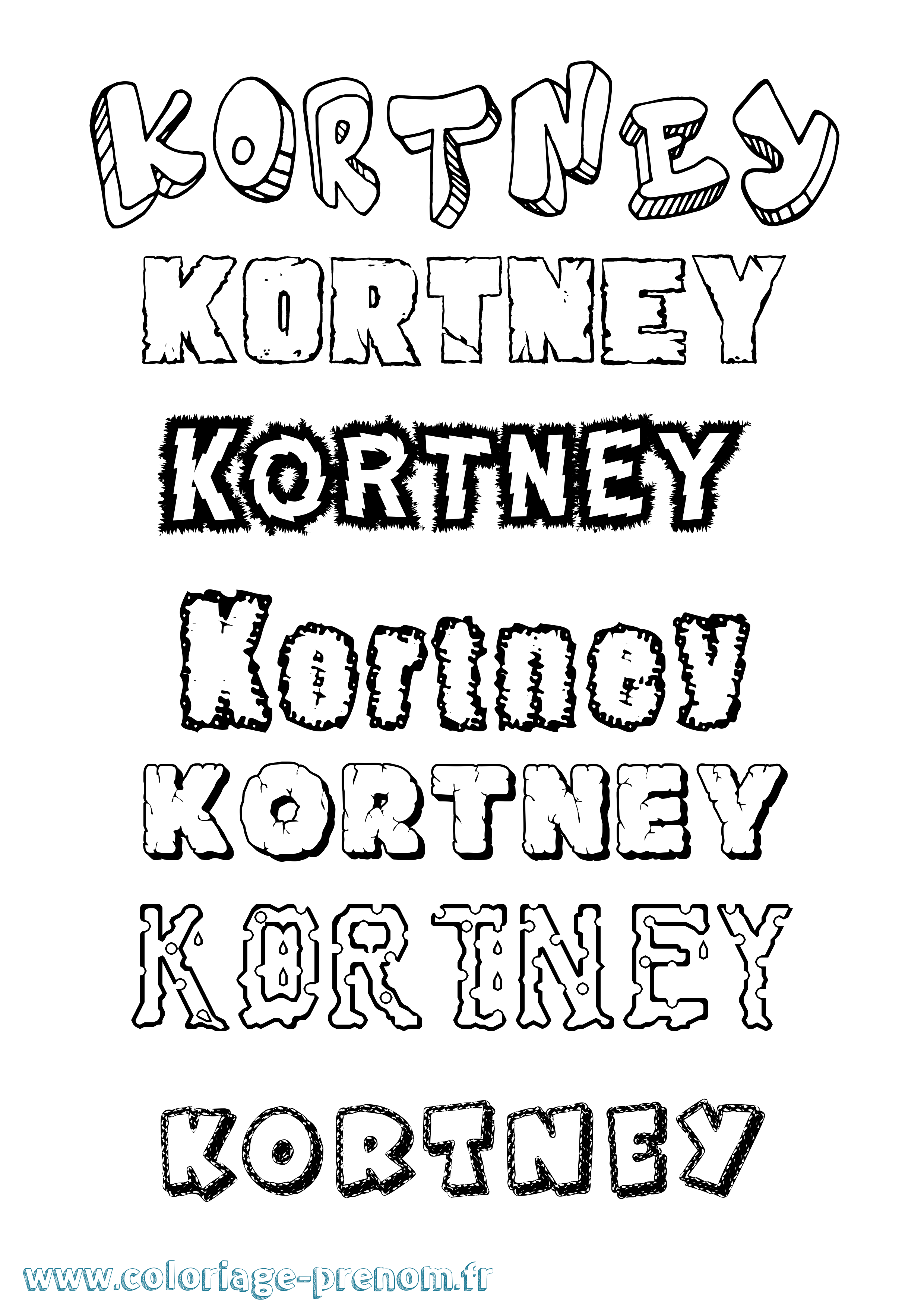 Coloriage Kortney Destructuré Coloriage prénom Kortney Destructuré