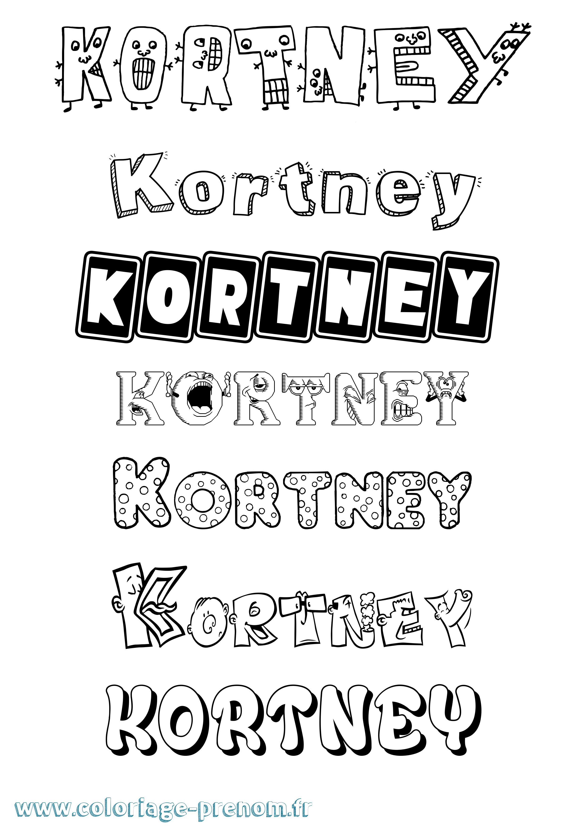 Coloriage Kortney Fun Coloriage prénom Kortney Fun