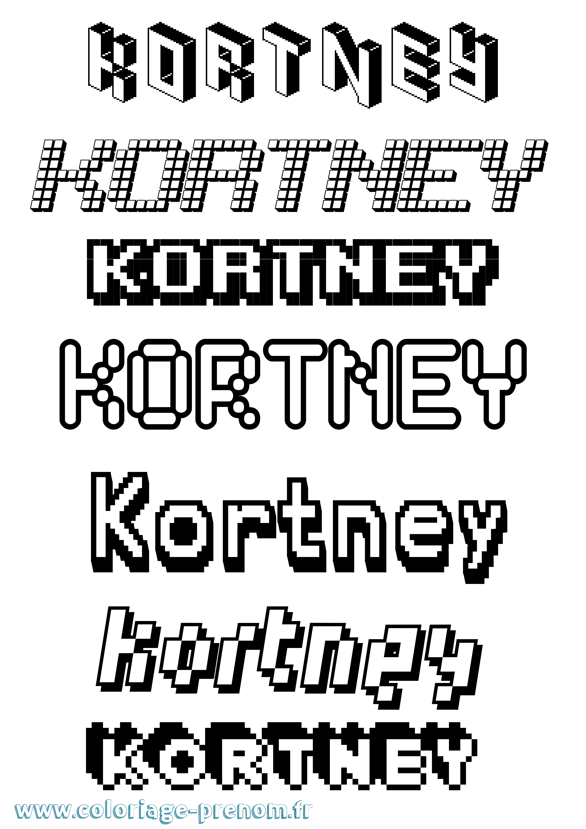 Coloriage Kortney Pixel Coloriage prénom Kortney Pixel