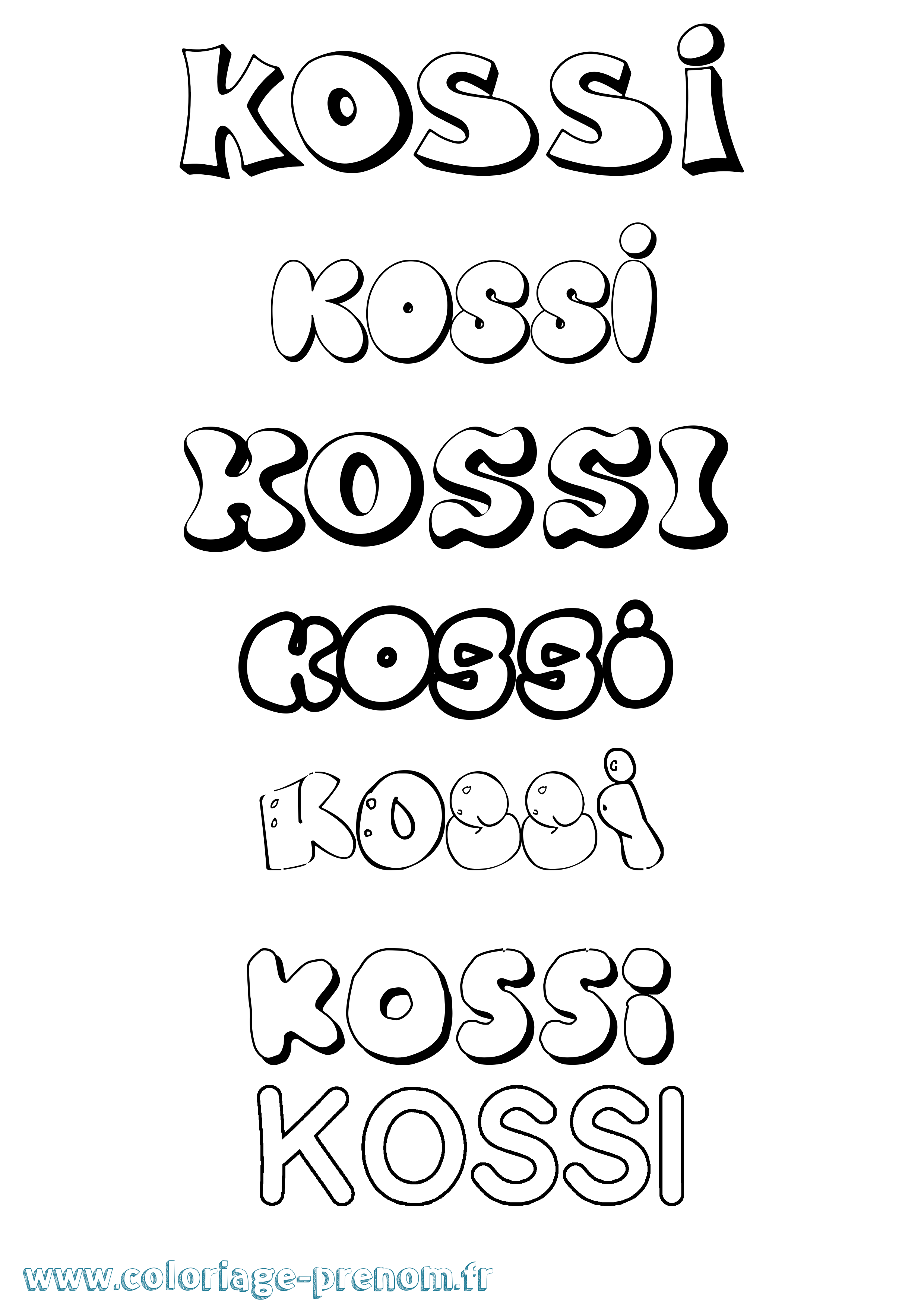 Coloriage Kossi Bubble Coloriage prénom Kossi Bubble